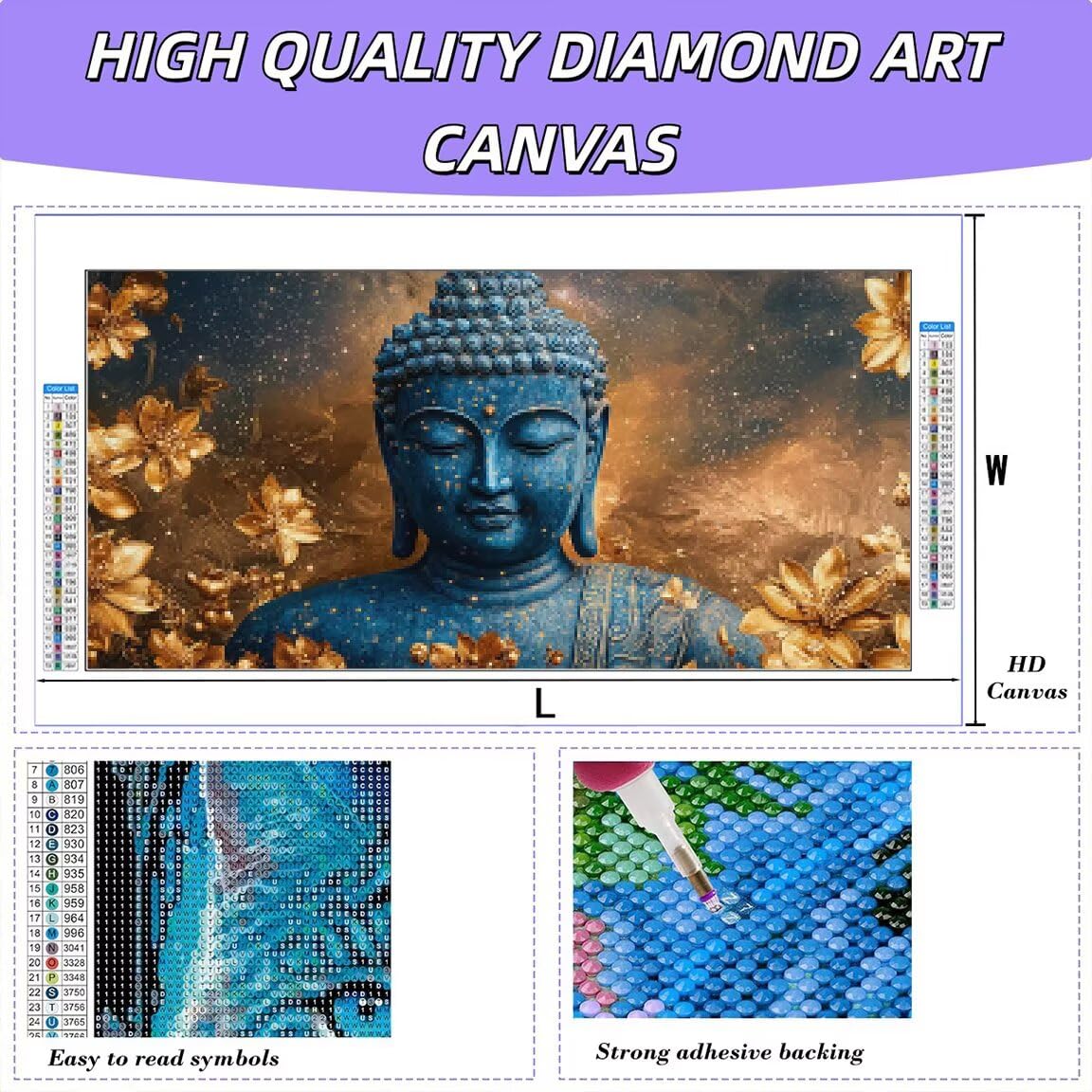 Diamond Painting Lotus, DIY Diamond Painting Erwachsene Groß 120x60cm -0416