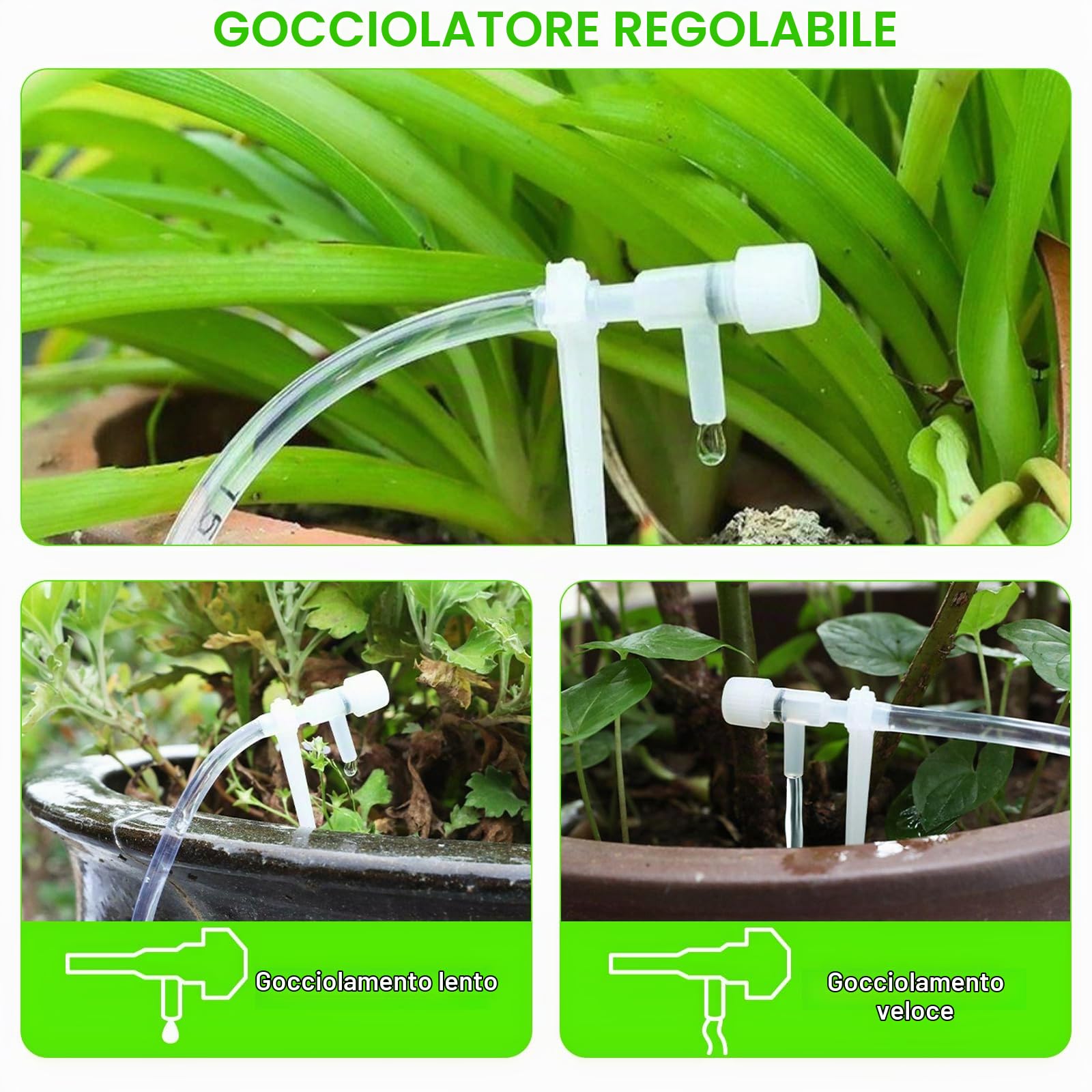 Sistema Irrigazione Automatica per Vasi Kit Irrigazione a Goccia Innaffiare Piante Vacanza per 15 Piante in Vaso da Interno, Balcone