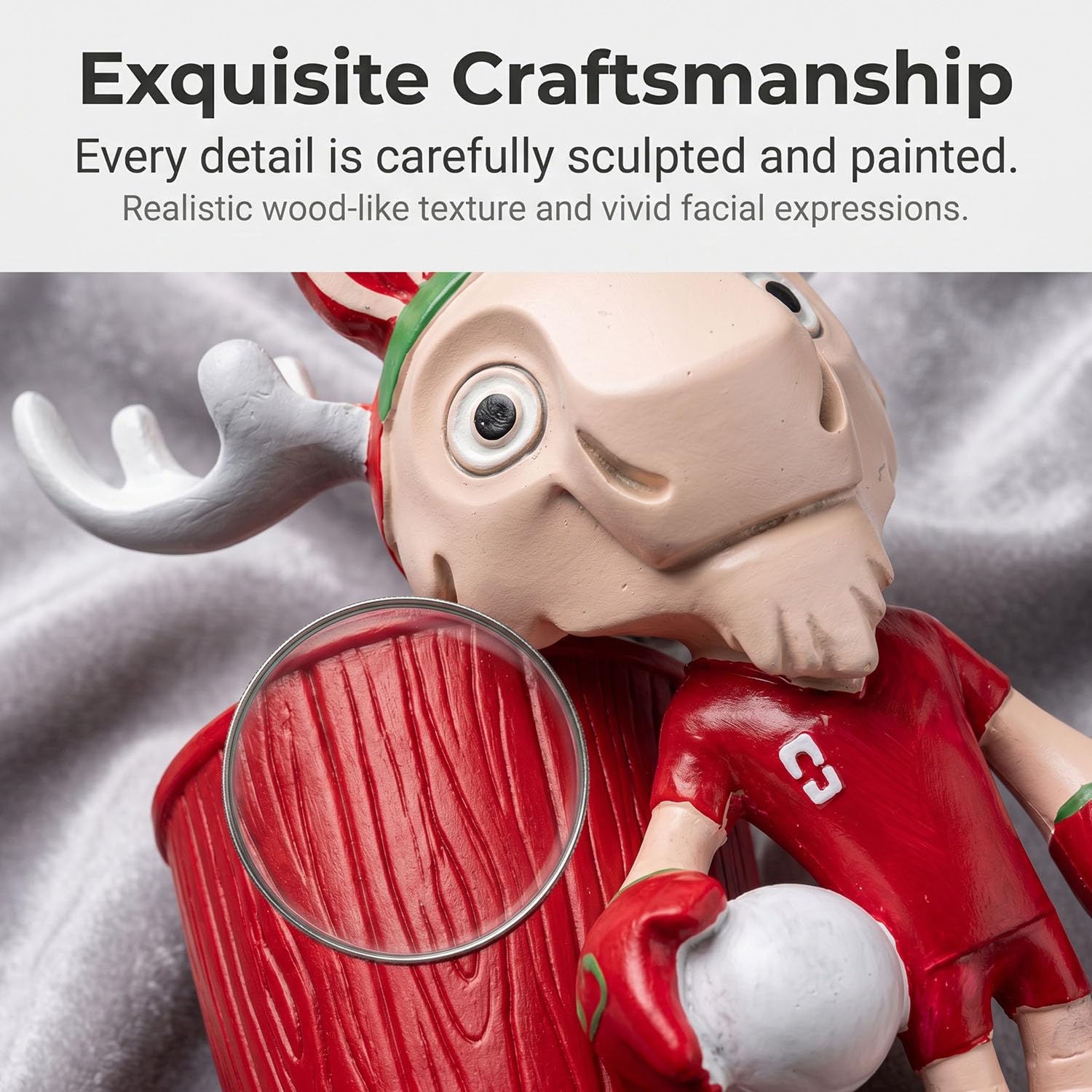 2026 World Cup Mascot Pen Holder Moose Maple, Kubek na Ołówki z Figurką Piłkarską z Żywicy, Organizer na Biurko, Dekoracja Biura, Prezent dla Dzieci i Uczniów
