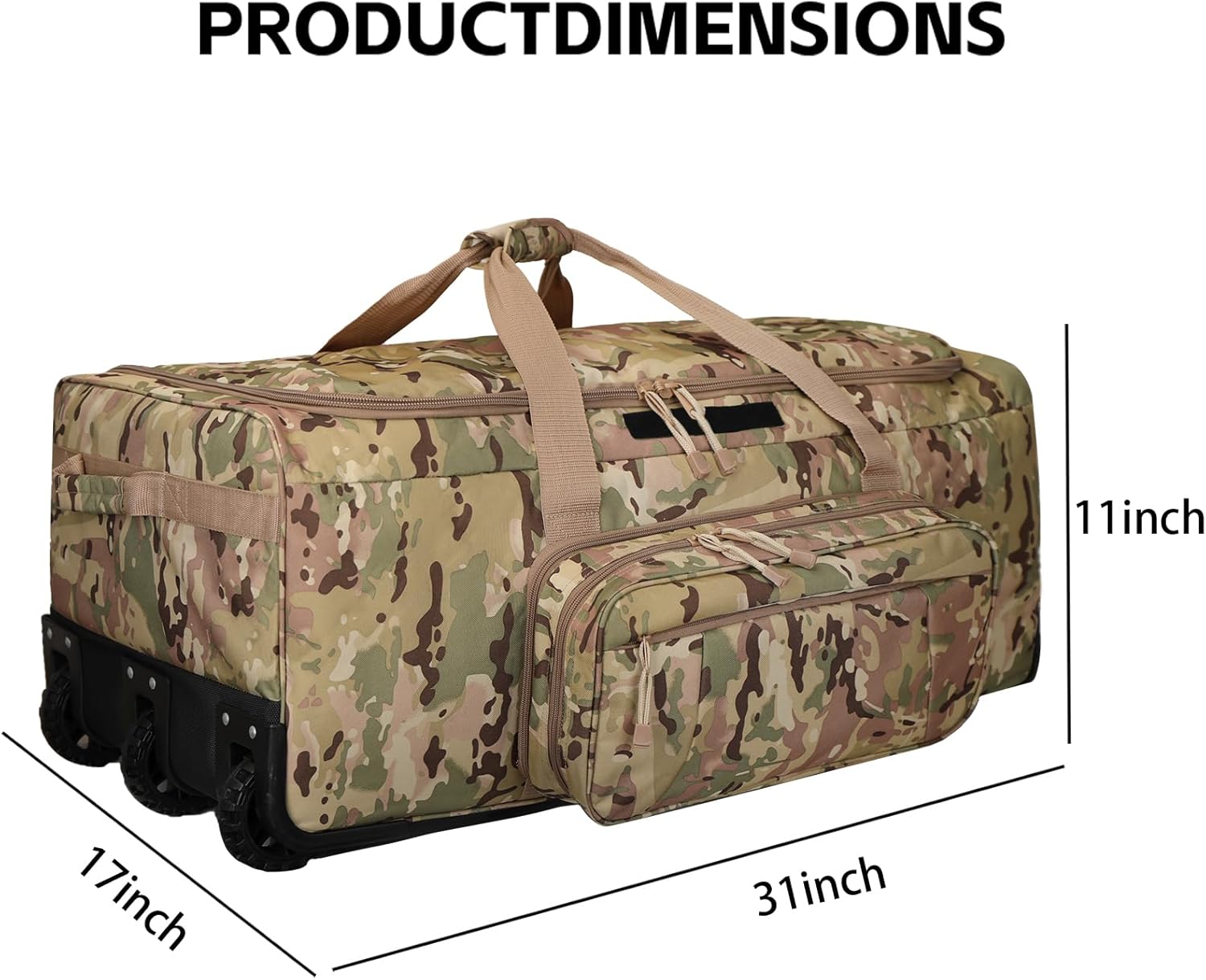 120L 3-Wheel Rolling Duffle Bag - Heavy Duty Military Deployment Bag, Durable Wheeled Duffle Luggage for Travel, Camping & Outdoor Adventures - Image 2