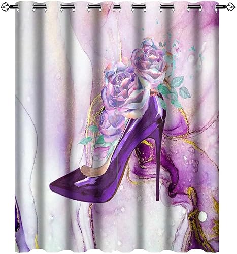 Abstraction - Cortinas de tacón alto, color mármol, flores y acuarela, dorado, aislamiento térmico, cortinas de oscurecimiento para sala de estar,