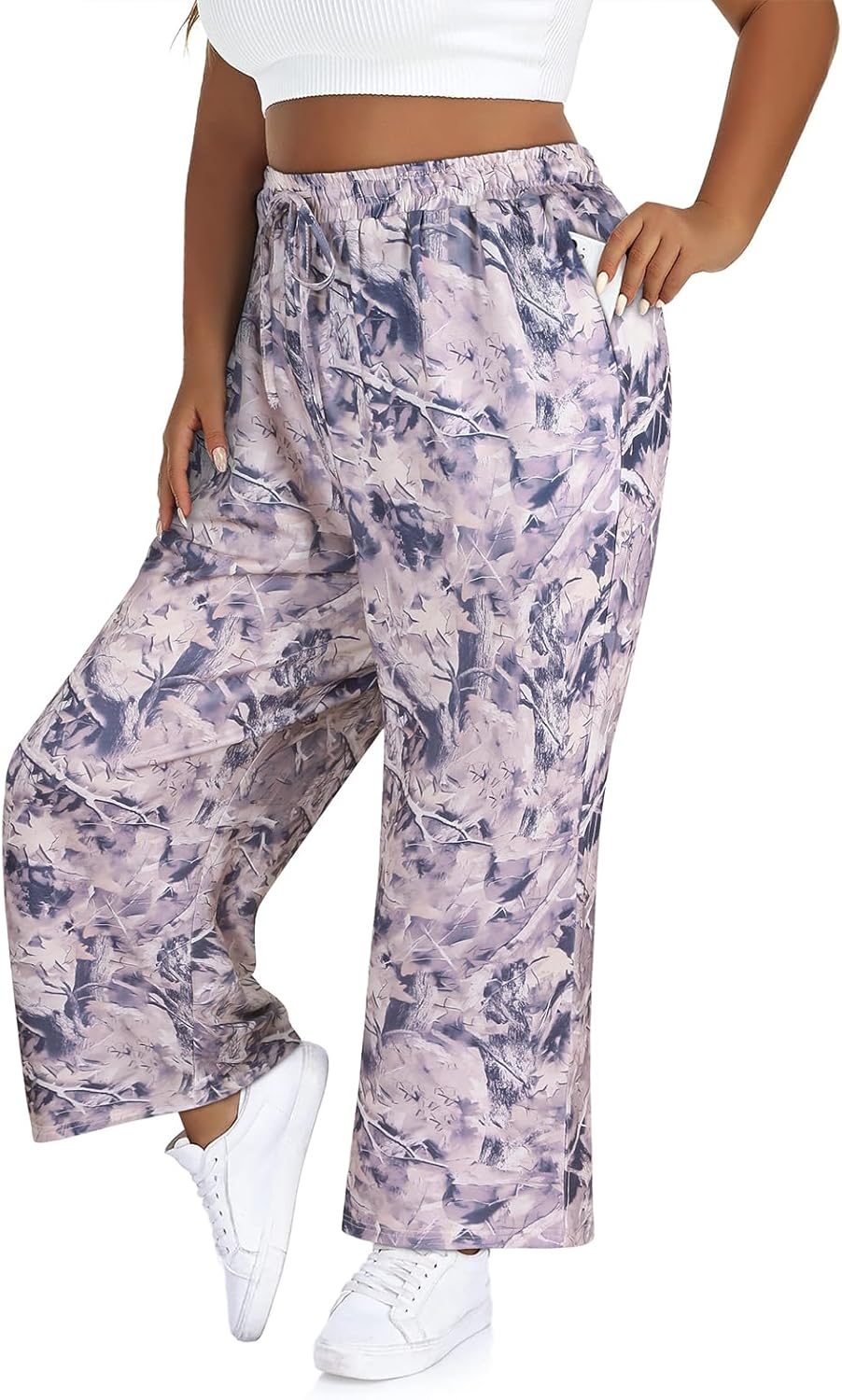 Tanst Sky Women's Plus Size Wide Leg Sweatpants Loose Fit Drawstring Baggy Lounge Sweat Pants with Pockets