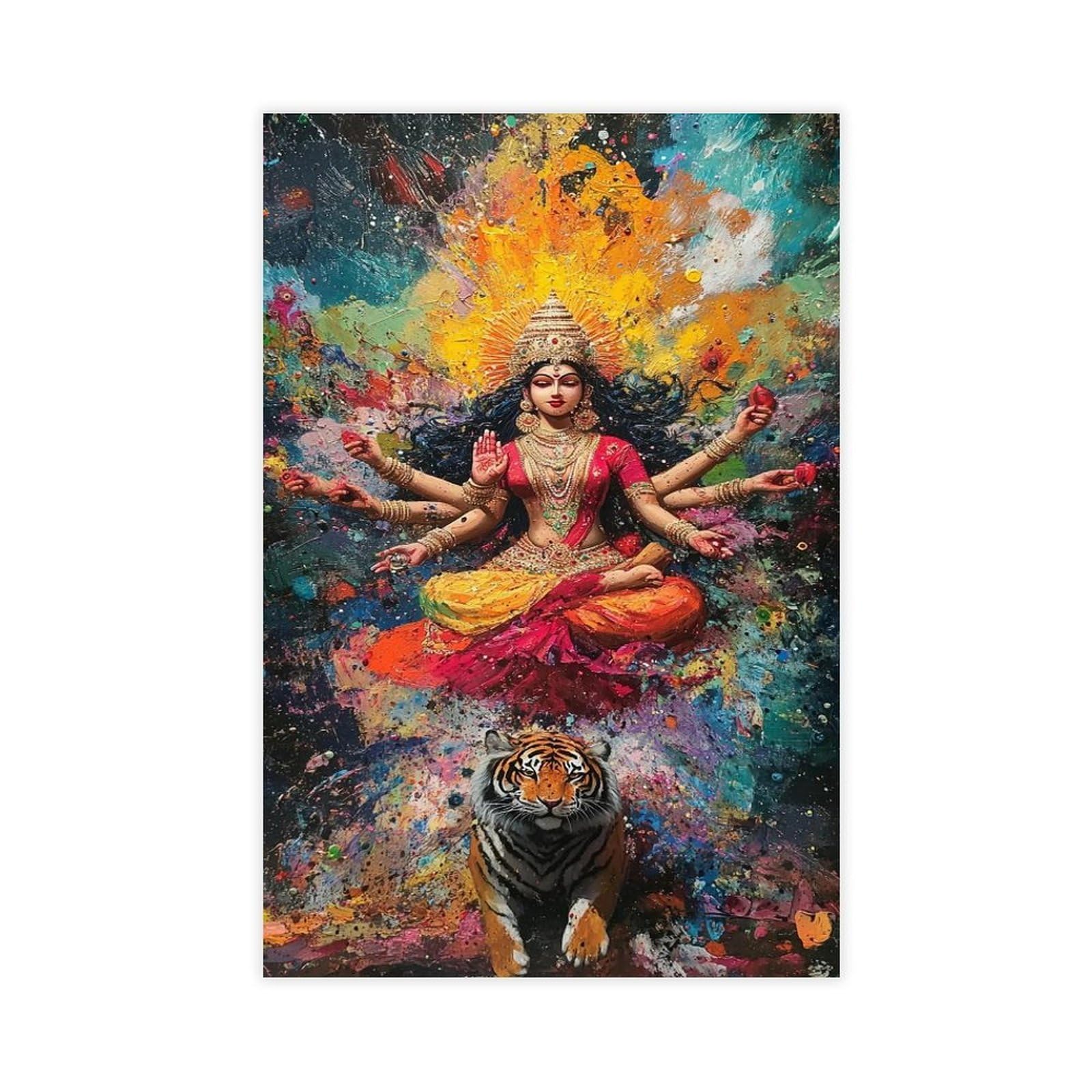 MGHDGD Hindu Goddess Durga, Divine Spiritual Art Canvas Poster Bedroom Decor Landscape Office Room Decor Gift 16x24inch(40x60cm)