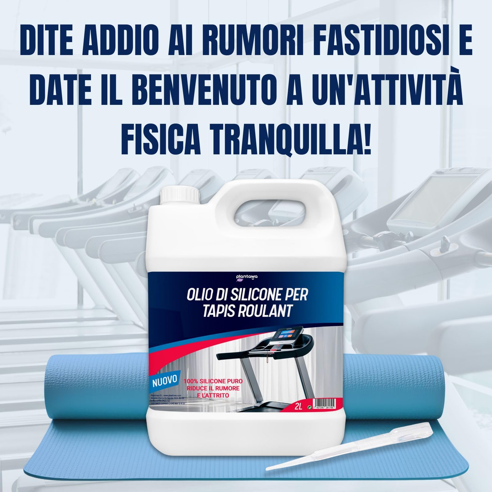 Plantawa Olio per tapis roulant da corsa 2L | Lubrificante silicone nastro da corsa. Ideale per palestre, nastri domestici. Applicazione precisa. Adatto a tutti i tapis roulant.