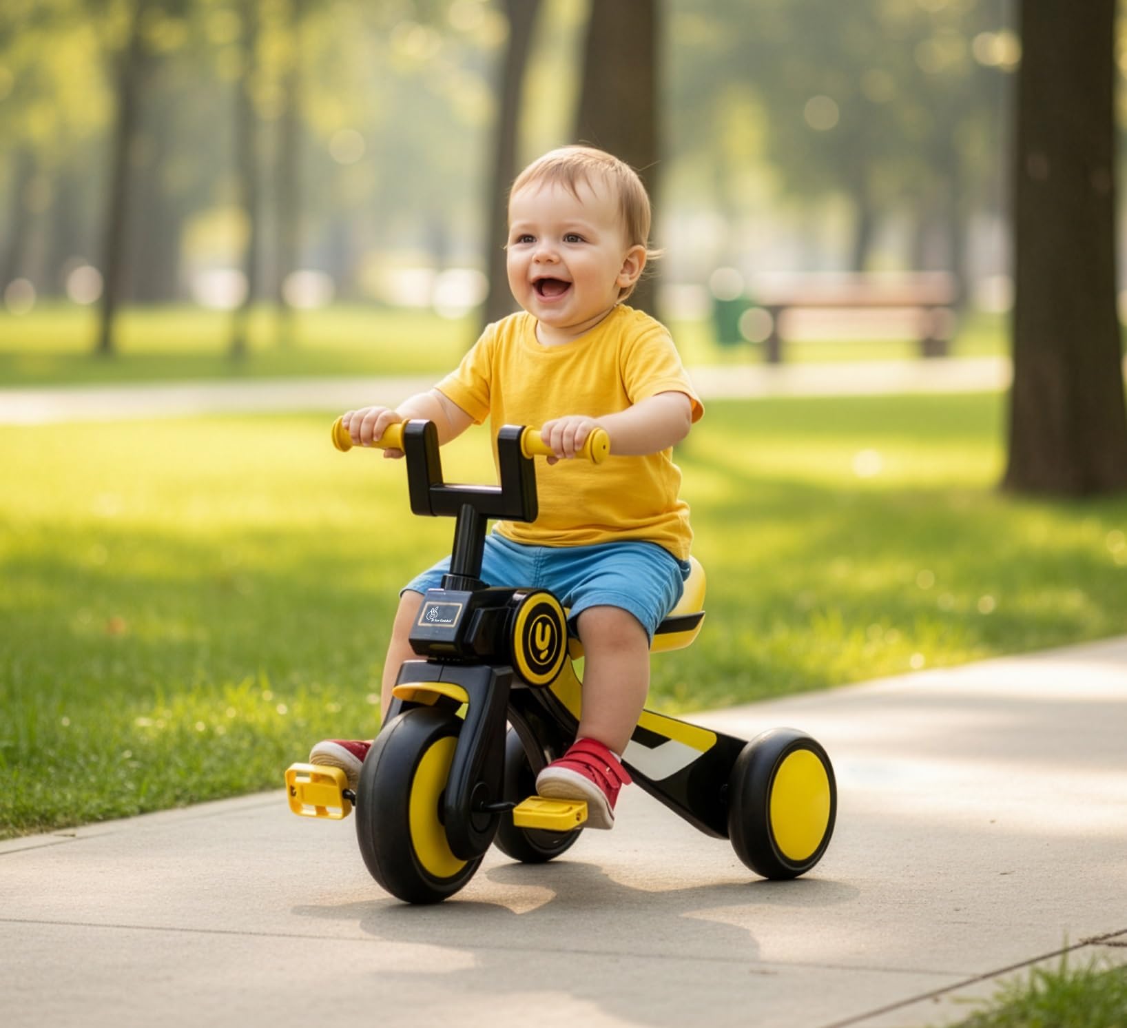 R for Rabbit Tiny Toes Y Ace Tricycle for Kids 2-5 Years | Sturdy Frame, Anti-Slip Handlebars, Wide Seat, Smooth Wheels | Plug & Play Installation | Toddler Trike Upto 25Kg Weight (Yellow Black)-picture-17