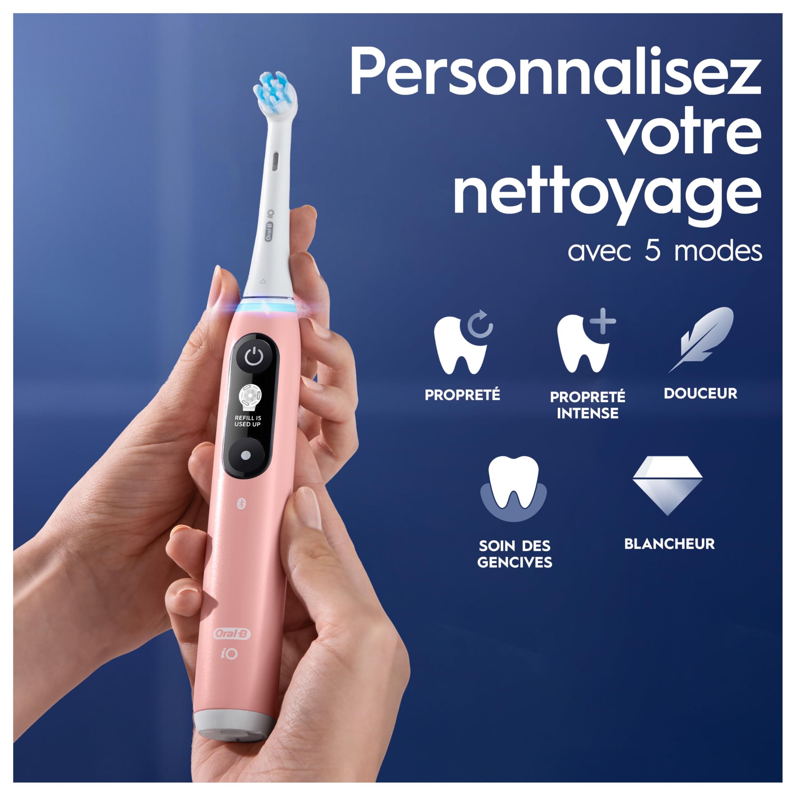 Oral-B iO 6 Duo Brosses A Dents Electrique Rose Et Blanche, 6 Modes De Nettoyage Avec Soin Des Gencives, Douceur, Blancheur, Conseils De Brossage, 3 Brossettes Oral B De Rechange, Chargeur