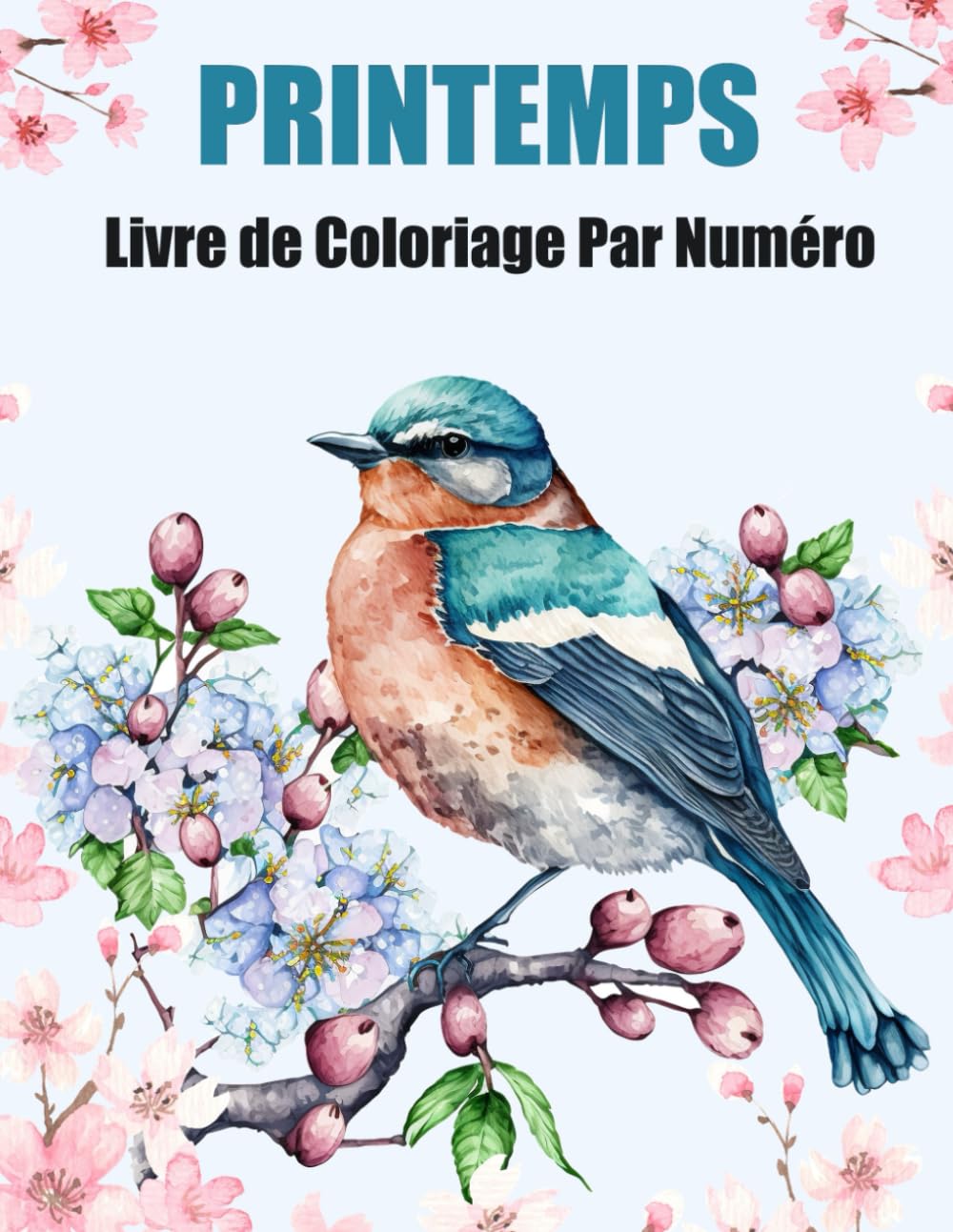 Livre de Coloriage Par Numéro de Printemps: Coloriage Simple Par Numéros en Gros Caractères : Fleurs de Printemps, Animaux et Pâques
