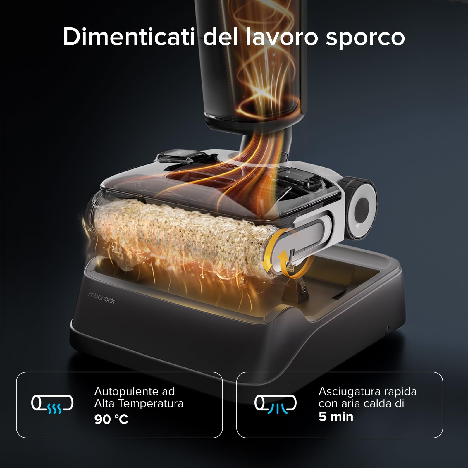 roborock F25 XT Lavapavimenti e Aspirapolvere Senza Fili, 20.000 Pa, Autopulizia, Design Ultra Piatto 180°, Zero Grovigli, Asciugatura Rapida, Controllo WiFi, Ideale per Pavimenti Duri