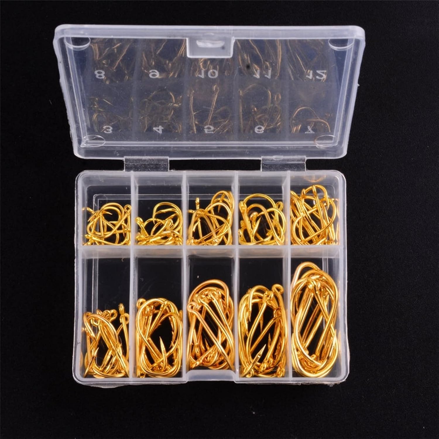 UNNS Fishing Hooks 100Pcs Strong Carbon Steel Carp Fishing Hooks Set with Box Stainless Steel Barbed Fishhooks Freshwater Fishing Sea Tackle Accessories Fishing Tackle (Color : C, Size : 100Pcs)