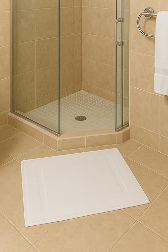 Miniatura 2 de Paquete de 2 tapetes de baño blancos para baño, 20 x 30 pulgadas, 100% algodón hilado en anillo, extra absorbentes, lavables a máquina,