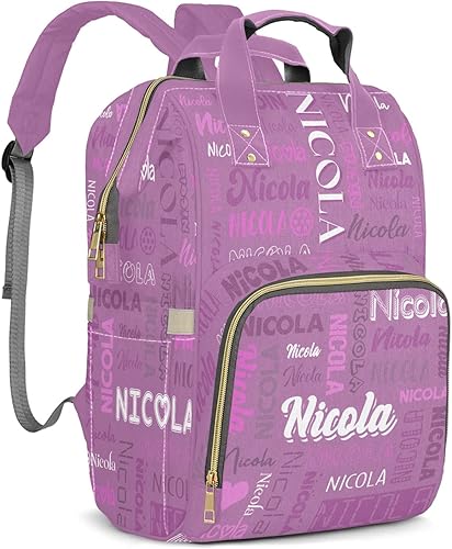 Miniatura 13 de Bolsa de pañales personalizada de gran capacidad con nombre, mochila de pañales personalizada multifunción para bebé niña niño, color 03, Mochilas