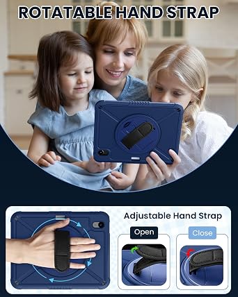 ZtotopCases for iPad (A16) 11th/10th Generation 11''/10.9'' with Screen Protector, Pen Holder, Handle Shoulder Strap,360 Rotating Stand Rugged Protective Case for iPad 11th Gen 2025(A3354/A3355), Blue