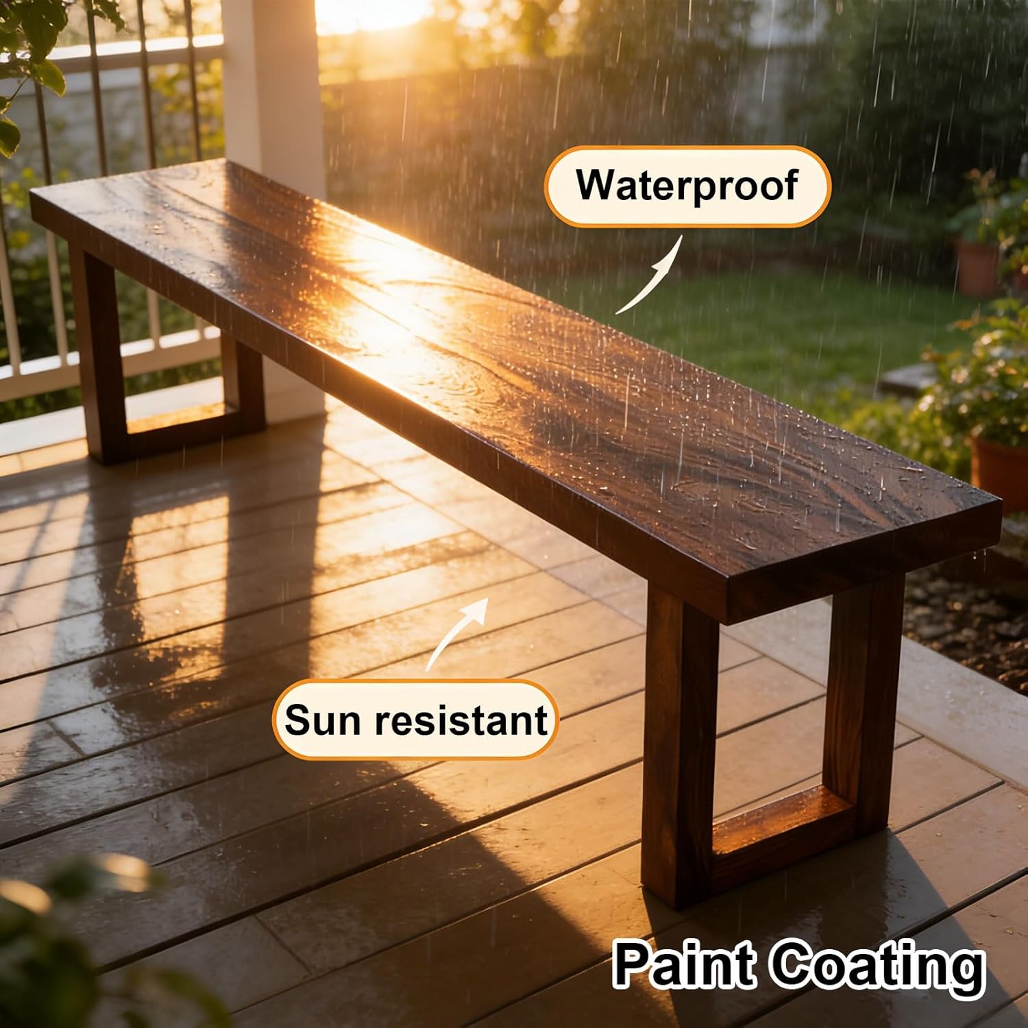 Wooden Outdoor Bench, 18in High Outdoor Garden Bench, U Shaped Legs, Suitable for Bedrooms and Dining Rooms, Load Capacity 880 Lbs(100x45x30cm/39x18x12in)