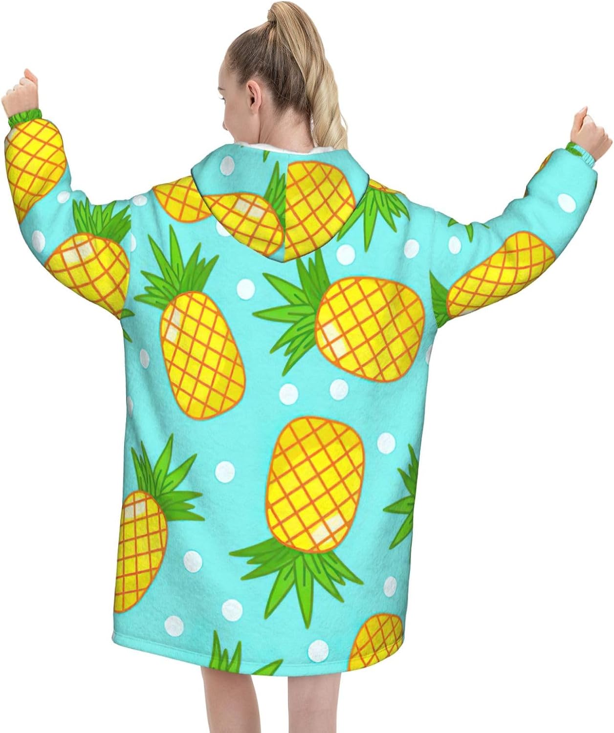 Fresh Pineappleprint Oversized Hoodie Blanket, Super Soft Warm Comfortable Hoodie, Wearable Blanket Adult