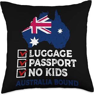 Australia Souvenir Country Backpacking Traveler Luggage Passport Australia Bound Vacation Trip Matching Throw Pillow, 18x18, Multicolor