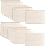 meekoo 16 Pack Canvas Blank Cosmetics Bags Plain Zipper Makeup Pouch Sublimation DIY Craft Multipurpose Toiletry Bag for Makeup Travel Cosmetic Stationary Storage(L,Beige)