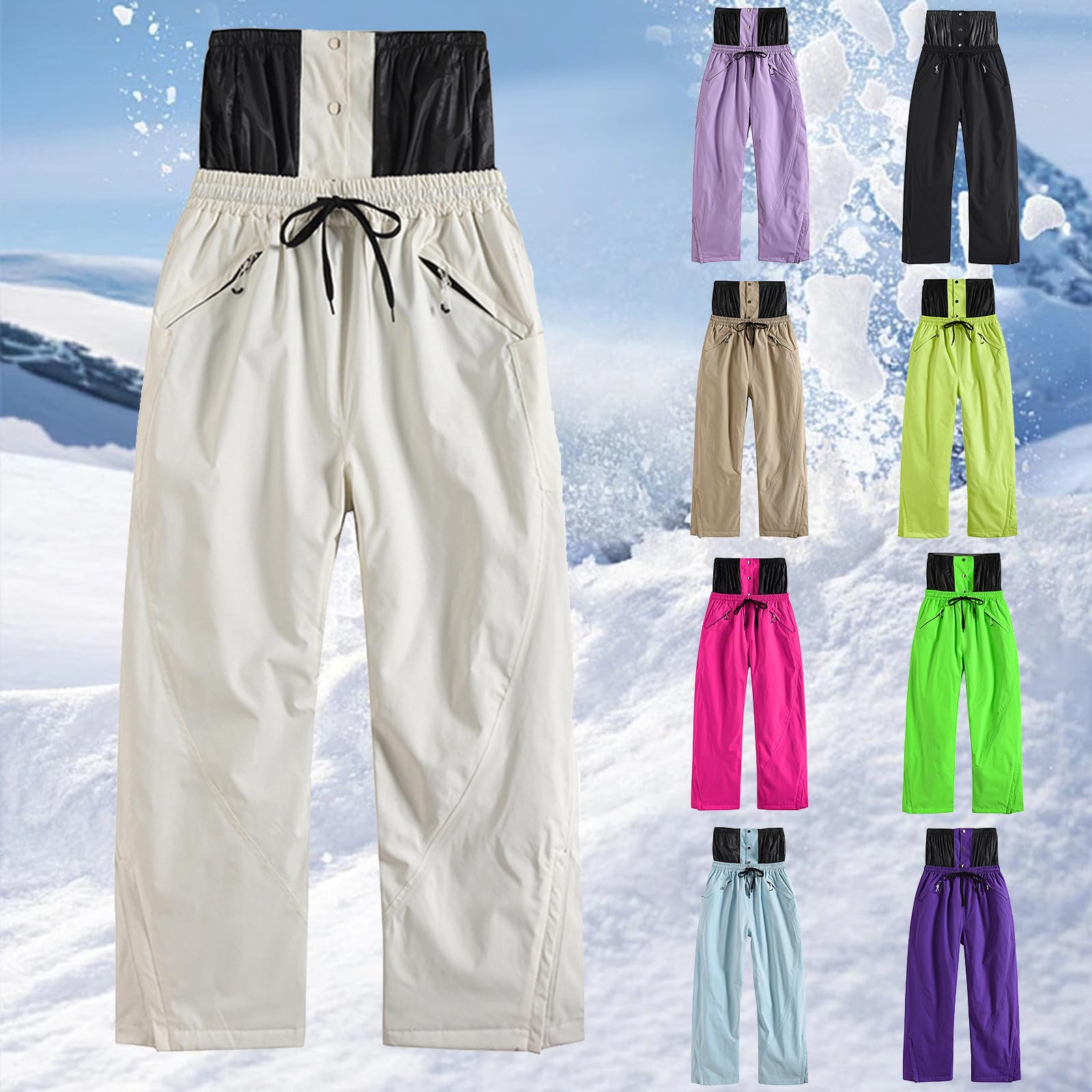 Genérico Pantaloni da sci per uomo e donna spessi Pantaloni da snowboard larghi Oversize impermeabili antivento traspiranti e caldi pantaloni da pattinaggio