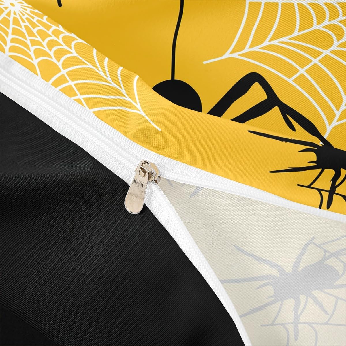 Castle Fairy Happy Halloween Bedding Set Toddler Size 2 Pcs,Spider Silhouette Wild Animals Duvet Cover for Kids Teens Adults,Black White Spider Web Grid Comforter Cover with 1 Pillowcase,No Comforter