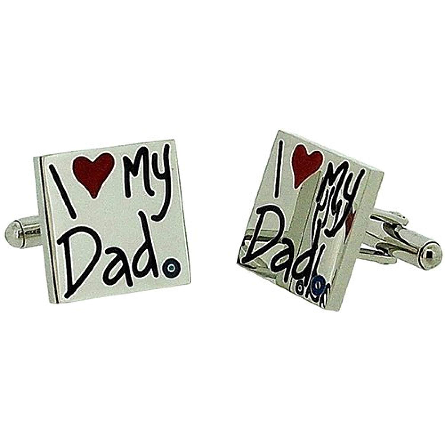 Harvey Makin Gents Rhodium Plated I Love My Dad Cufflinks in Gift Box, NA