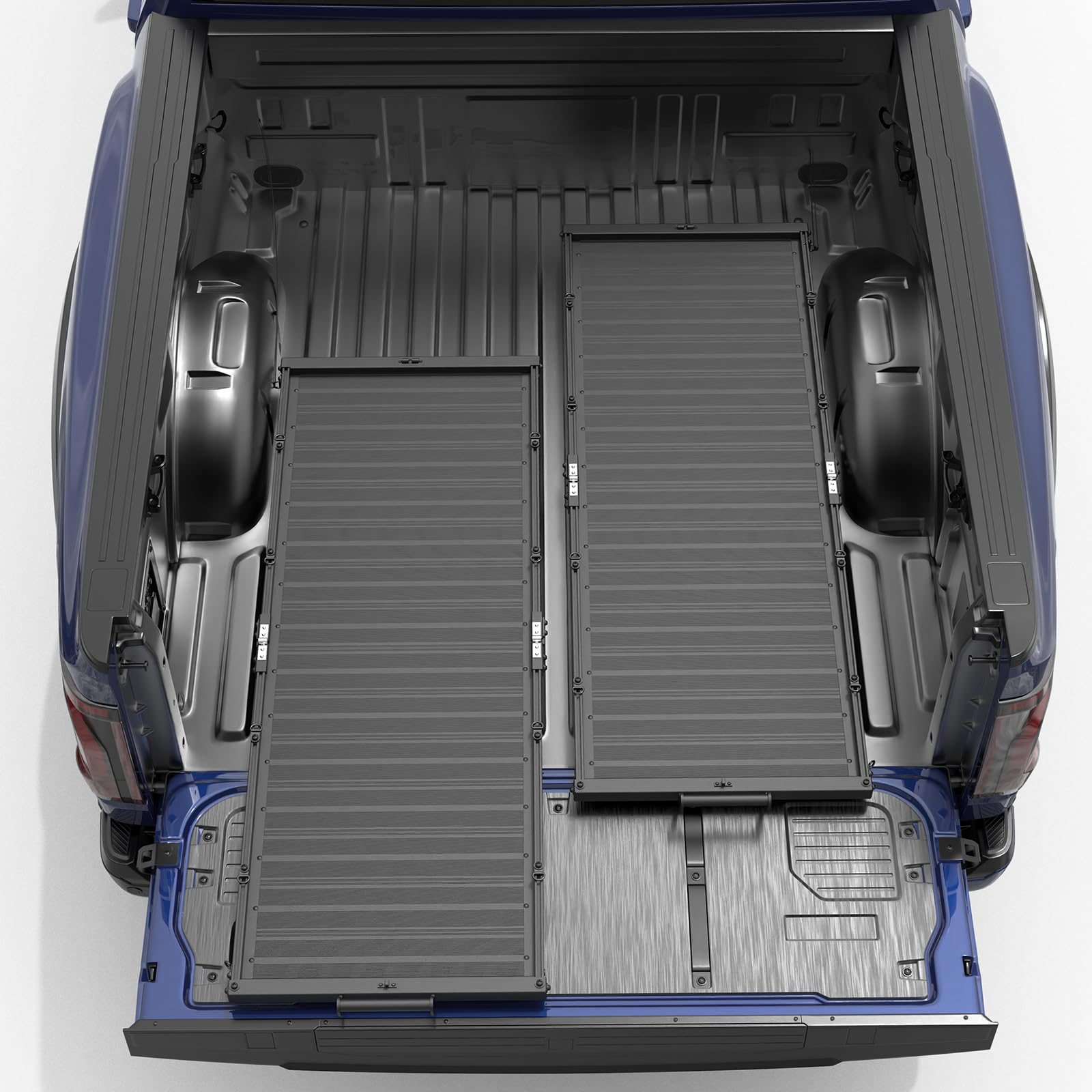 T2 Series Foldable Slide-Out Truck Bed Cargo AluminumTray-Mid Size Trucks Tacoma, Ranger, Colorado, Canyon, Frontier, Ridgeline | Two Foldable Aluminum Tray (56"-19.5" Mid Tray)
