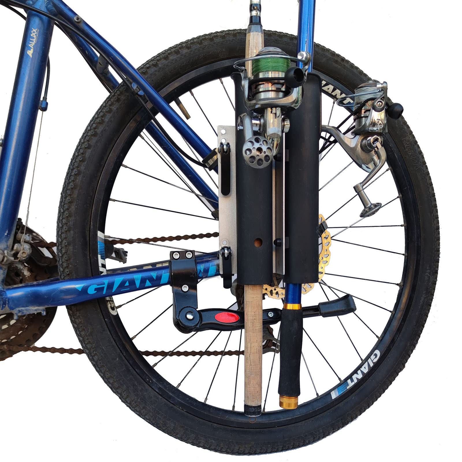 Support de canne à pêche pour vélo, porte-canne à pêche pour vélo, montage facile de deux cannes à votre vélo, pour la pêche à vélo (noir)