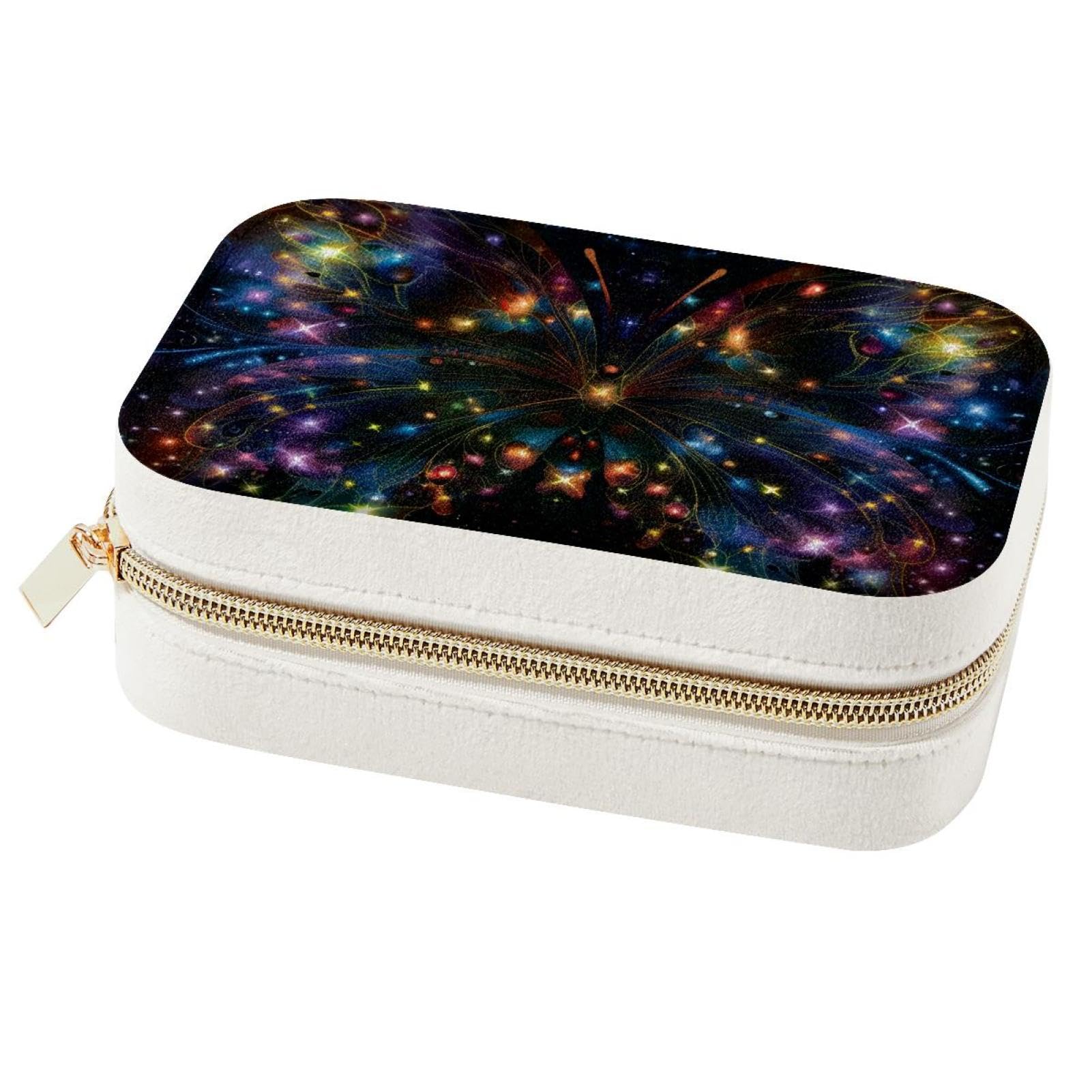 Boîte à bijoux papillon colorée et organisateur de voyage compact pour bagues et colliers