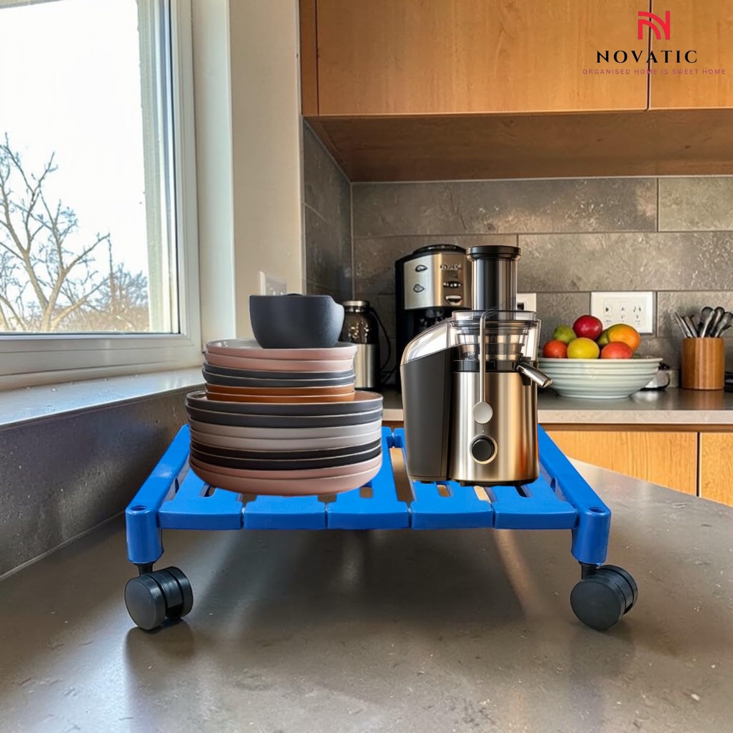 Novatic 1-Tier Heavy-Duty Plastic Stand for Appliances and Accessories with Wheel - Multi-Purpose Metal & Plastic Stand | Kitchen Storage Rack-picture-11