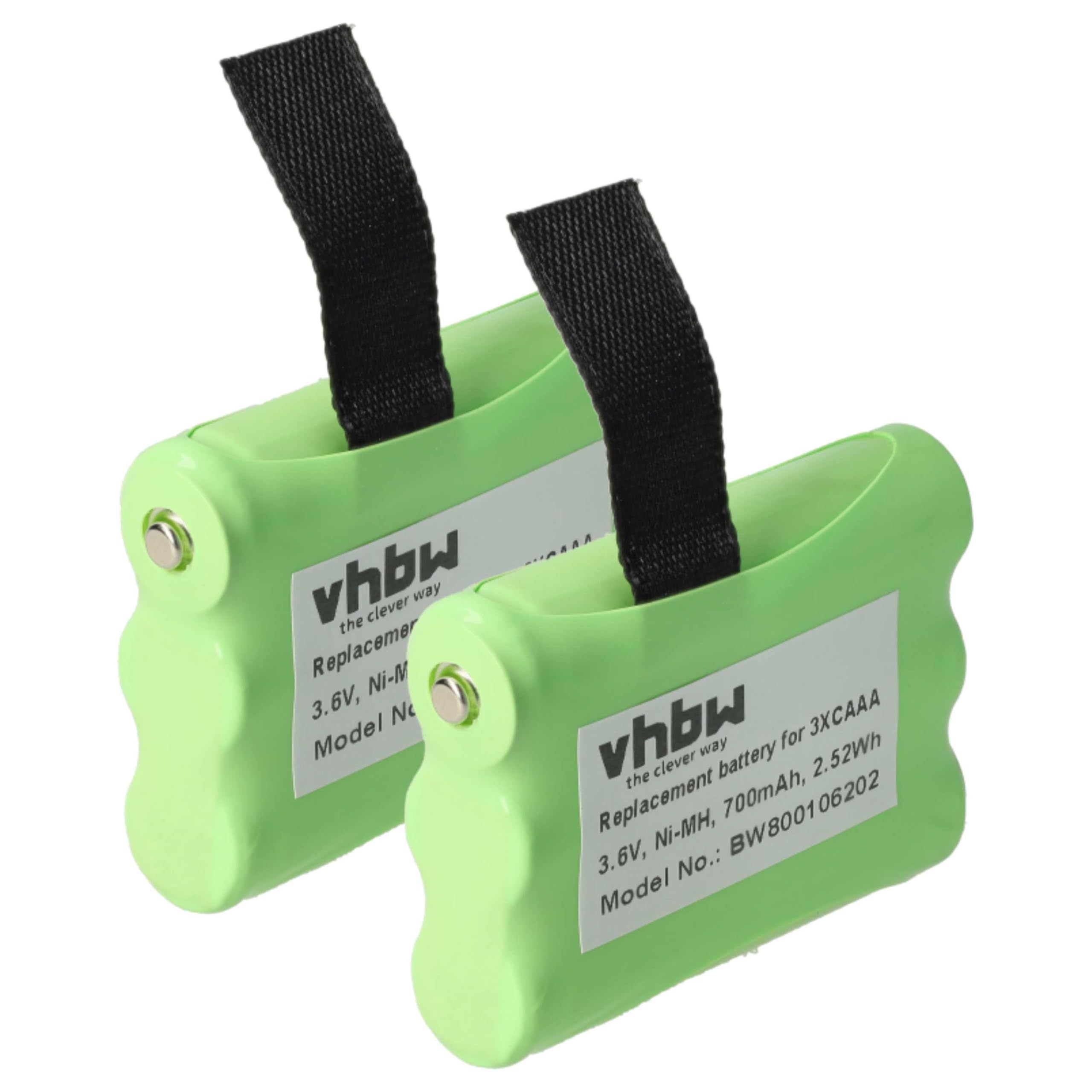 vhbw 2 x bateria zamiennik 53617 KEBT-086-B do radia (700 mAh, 3,6 V, NiMH)