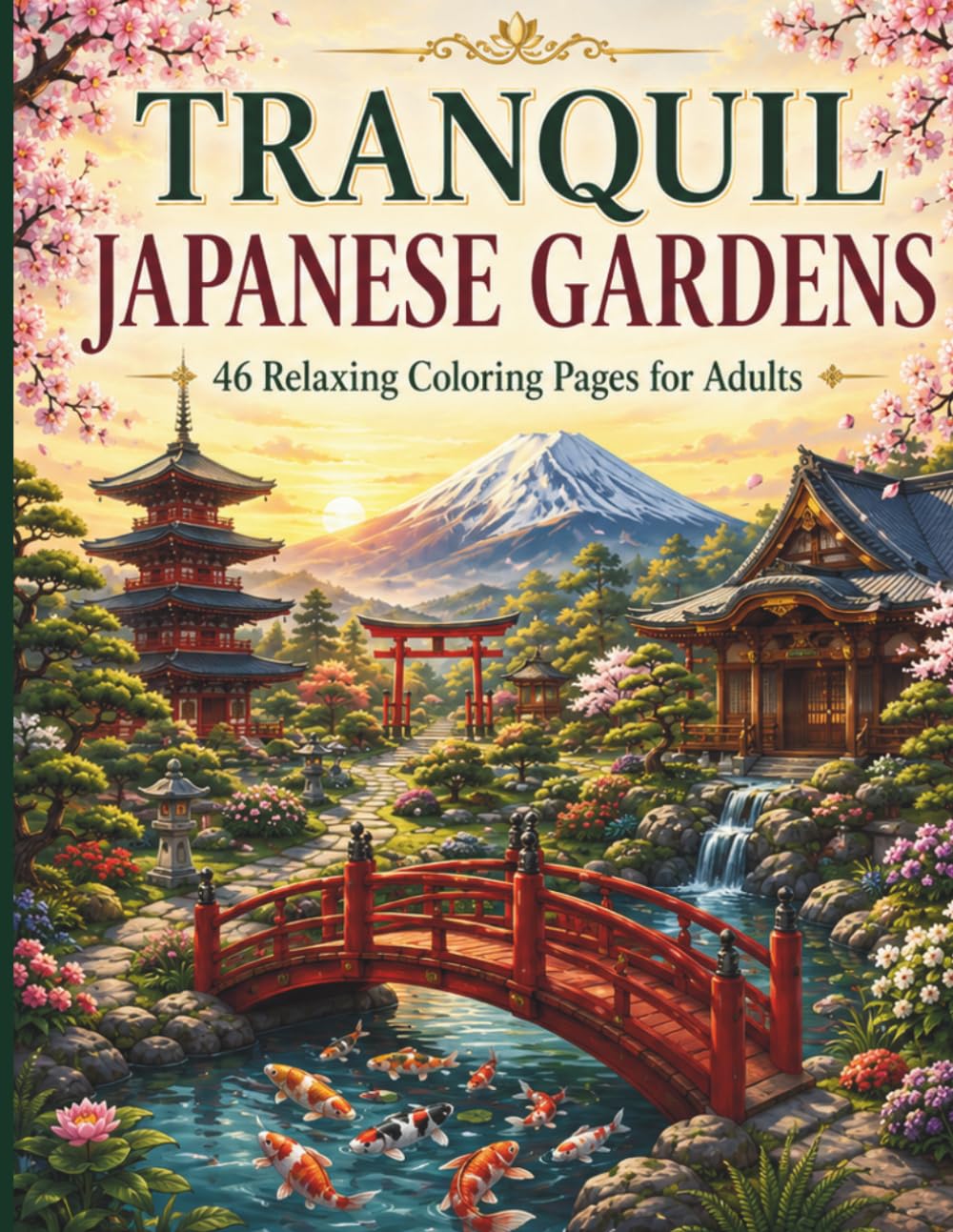 Tranquil Japanese Gardens: 46 Relaxing Coloring Pages for Adults