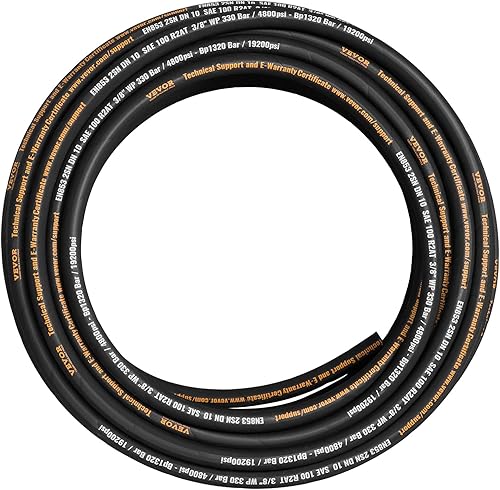 Miniatura 9 de Manguera hidráulica de 3/8 pulgadas x 100 pies, 4800 PSI enrollada con 2 trenzas de alambre de acero de alta resistencia, manguera de aceite