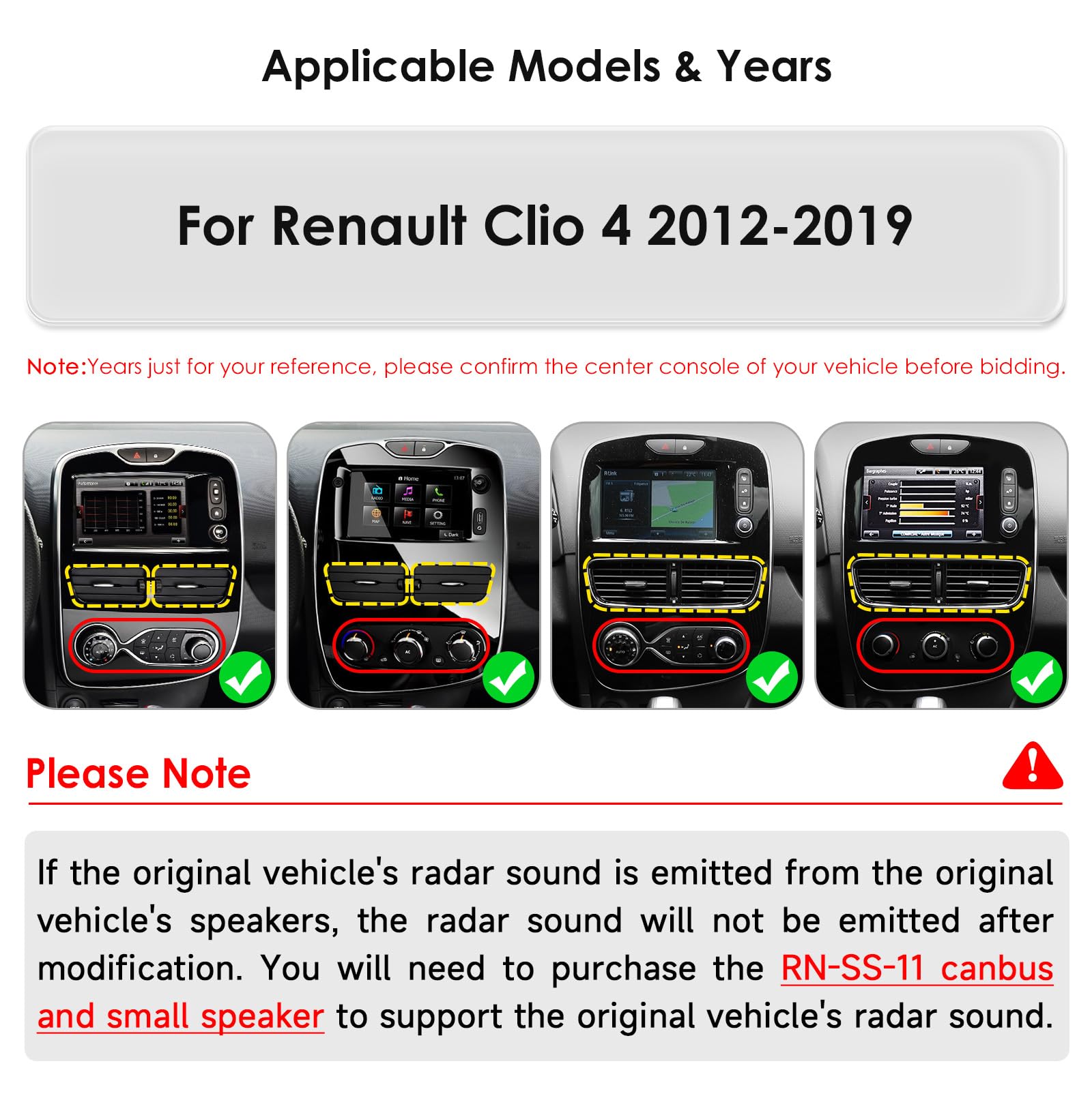 Autoradio Android 14 per Renault Clio 2012-2019, 8-core 4G+32G navigazione GPS radio, con CarPlay wireless Android automatico Bluetooth WiFi mirror link fotocamera posteriore/anteriore FM