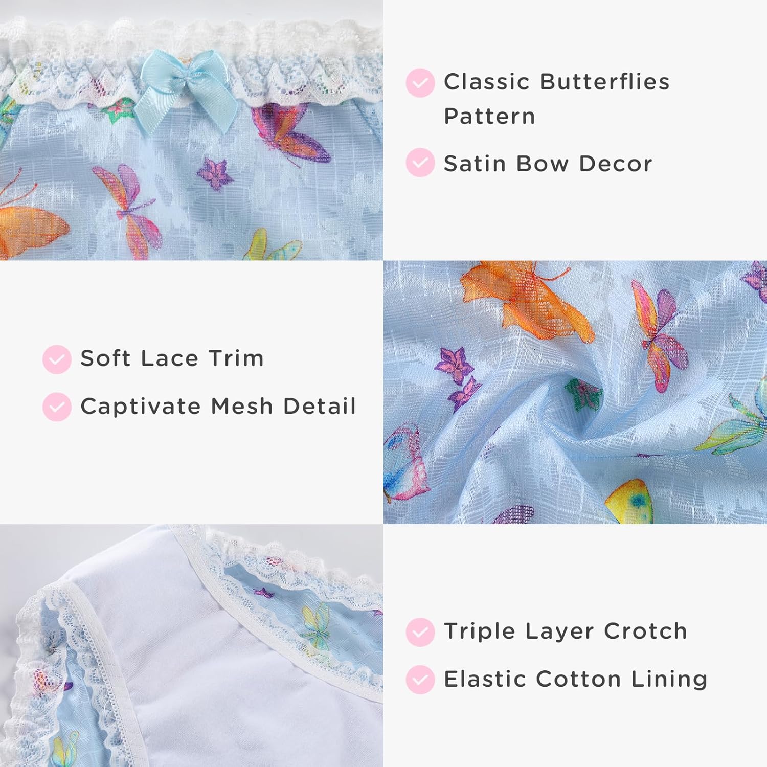 Littleforbig Unisex Hipster Briefs Butterflies Pattern Mesh Shaping Tucking Gaff Briefs for Sissies Crossdressers Blue - Image 5