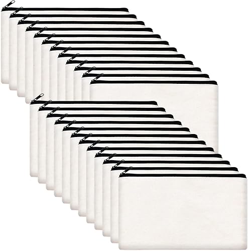 Vista 60 de ZeeDix Bolsa de lona, bolsa de cosméticos multiusos con cremallera, bolsa de lona con cremallera para manualidades, bolsas de maquillaje en blanco