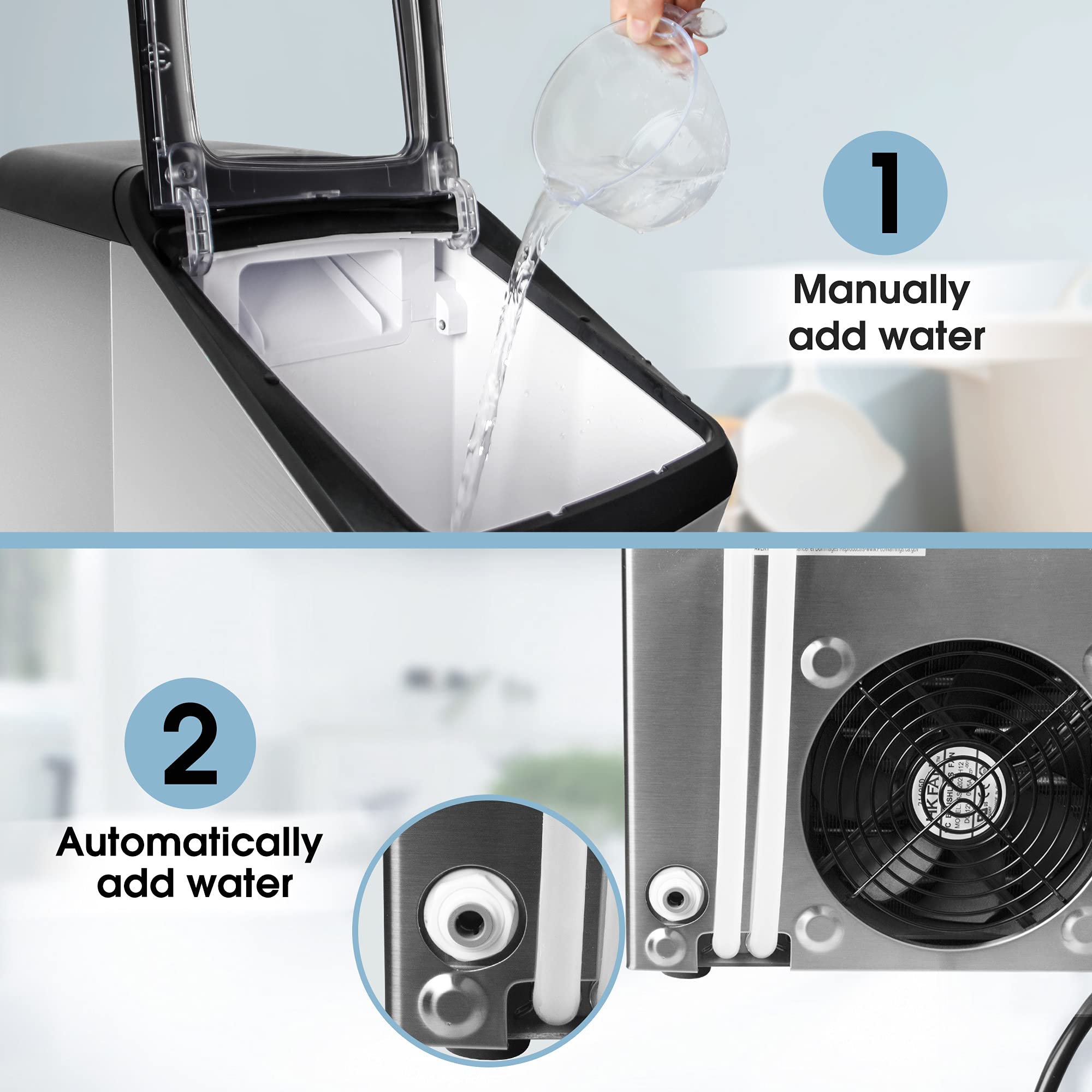 CROWNFUL Nugget Ice Maker Portable Countertop Machine, Auto Water