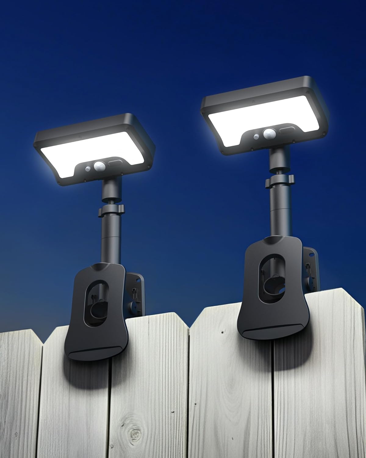 Clip On Solar Lights Outdoor, 92LED 500LM with Type-C Charging, Solar Motion Sensor Security Light, 3 Modes Waterproof Chain Link Fence Lights for Deck, Garden, Gutter, Mailbox, Camping