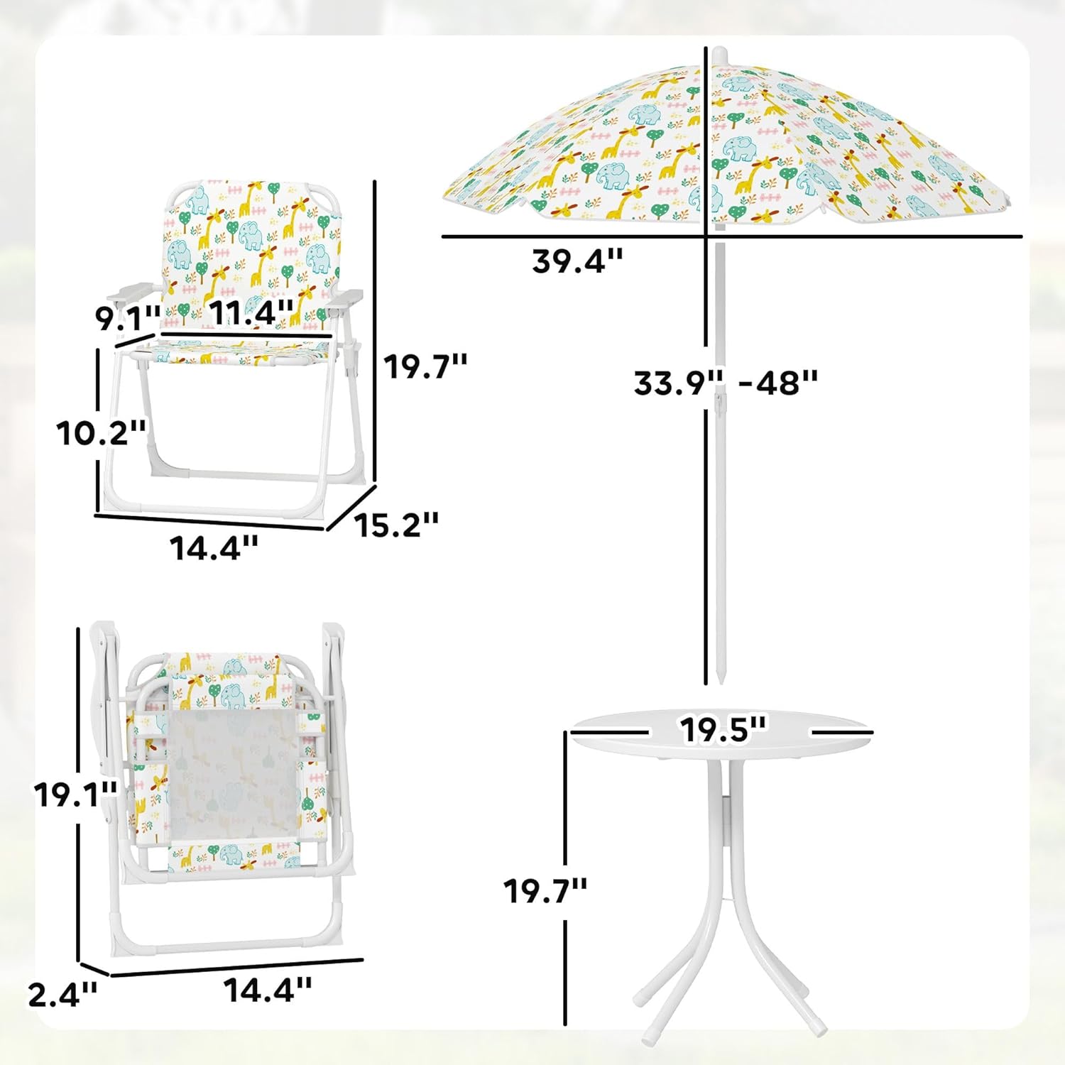 Childhood Picnic Table and Chair Set Featuring Folding Chairs, Removable Umbrella, Pure White, Robust Build, All-Weather Resiliency, Fast Setup