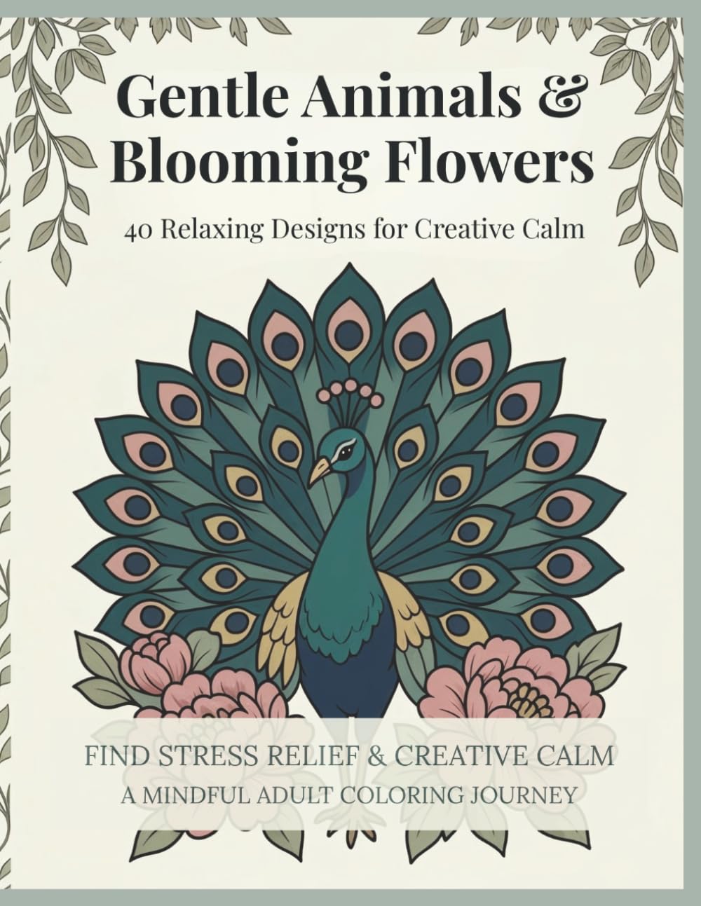 Gentle Animals & Blooming Flowers: 40 Relaxing Designs for Creative Calm