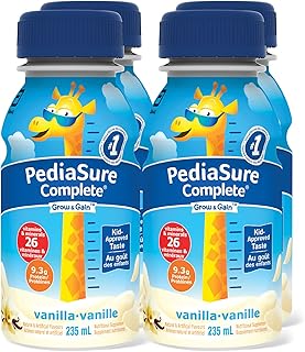 PediaSure Complete, Nutritional Supplement, 4 x 235 mL, Vanilla - Kids nutritional shake, containing DHA and vitamins that help promote healthy weight gain for kids