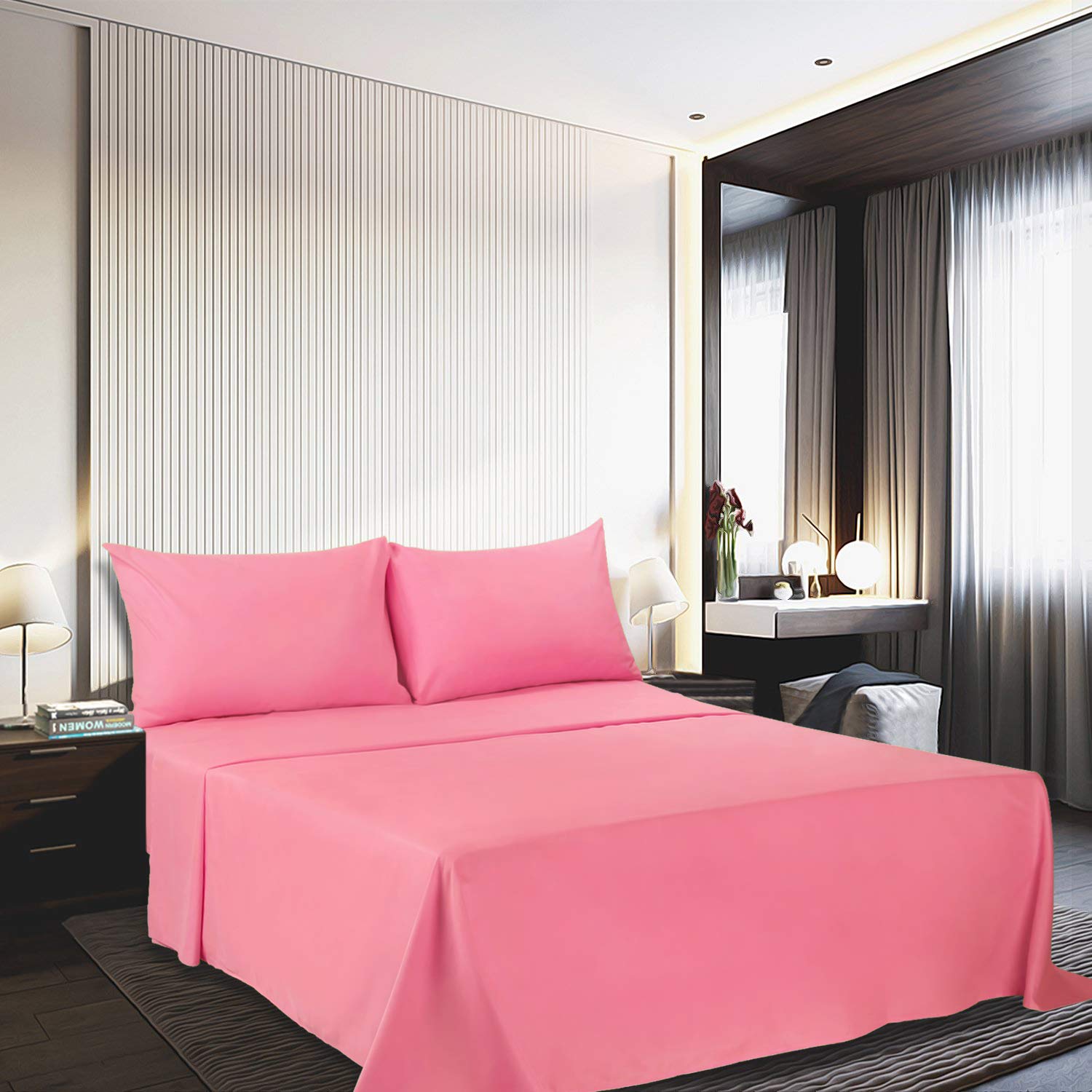 Amazon｜400スレッドカウントコットンシーツセット 100%長繊維コットン