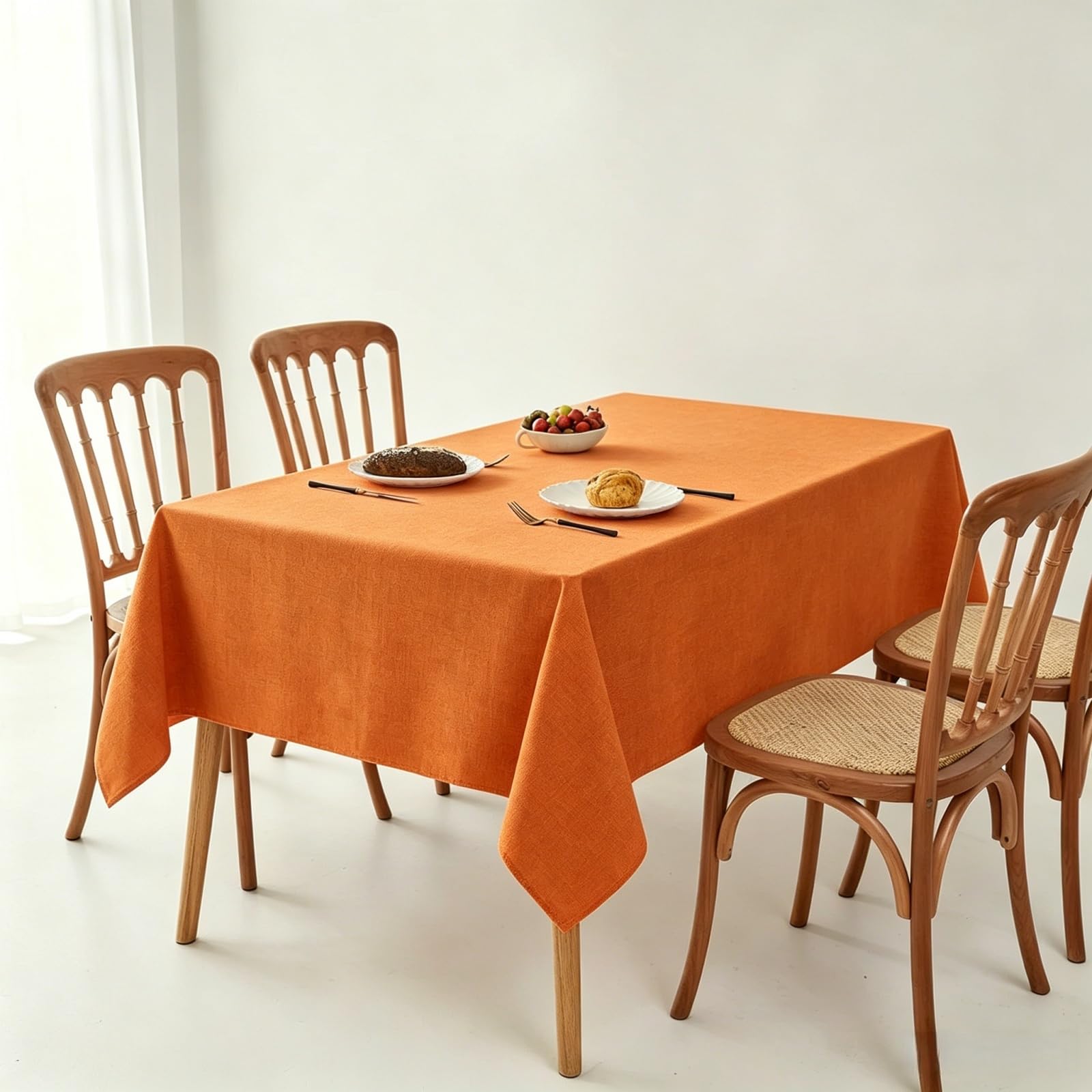 LIHUANE Table Cloth Rectangular 115 x 320 cm Faux Linen Solid Colour Dining Table Cover Wipe Clean Washable Polyester for Weddings, Buffets, Catering, Outdoor & Theme Events, Orange
