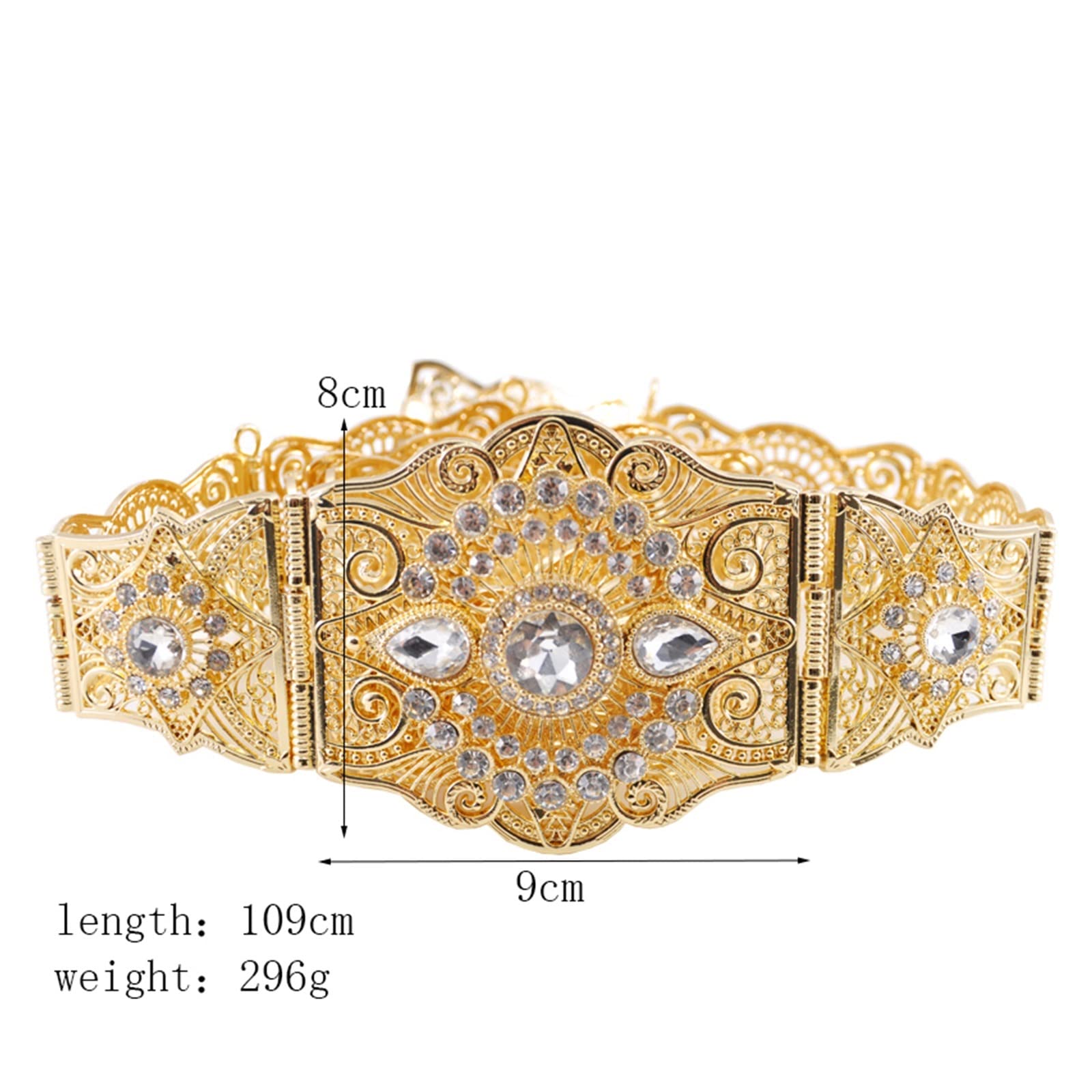 ZZSRJ Élégante Manches Longues Dames Bijoux de Mariage Ceinture en métal Strass Mode Ceinture Fille (Color : 2, Size : 42.91in)