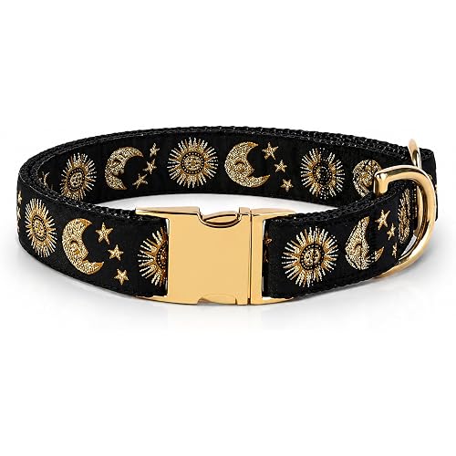 Dog Collar for Small Medium Large Dogs, Adjustable Pet Collar, Cute Moon and Stars Collar for Female Male Dogs and Puppies, Celestial Dog Collar for Daily Wear, Style and Photos