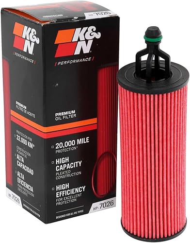 K&N Filtro de aceite: Protección del motor de 20,000 millas, alta capacidad/alta eficiencia: compatible con CHRYSLER/DODGE/JEEP/RAM seleccionados