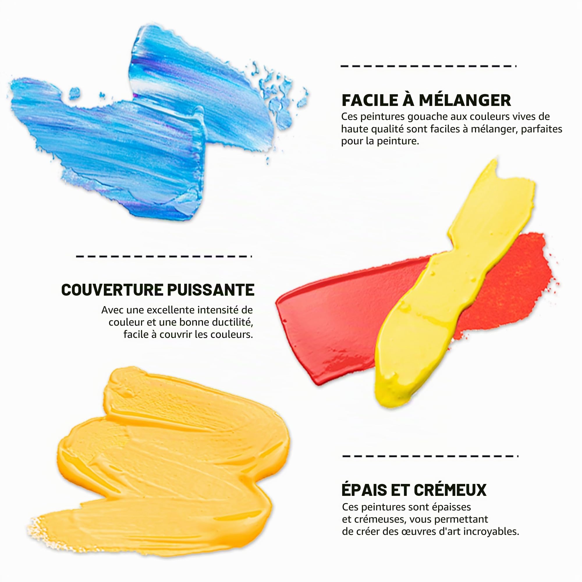 HIMI Kit de peinture gouache 112 couleurs, 12 ml, non toxique, pour toile et papier, fournitures artistiques pour professionnels, étudiants, enfants (bleu glacier)