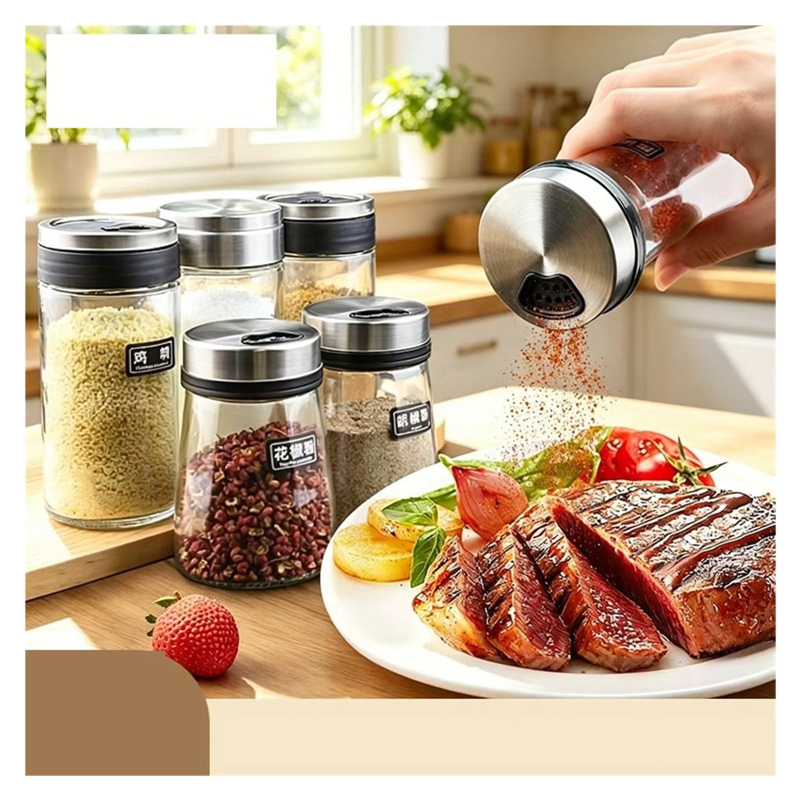 2pcs Household Kitchen PorousSeasoning Bottle Pour Sucre