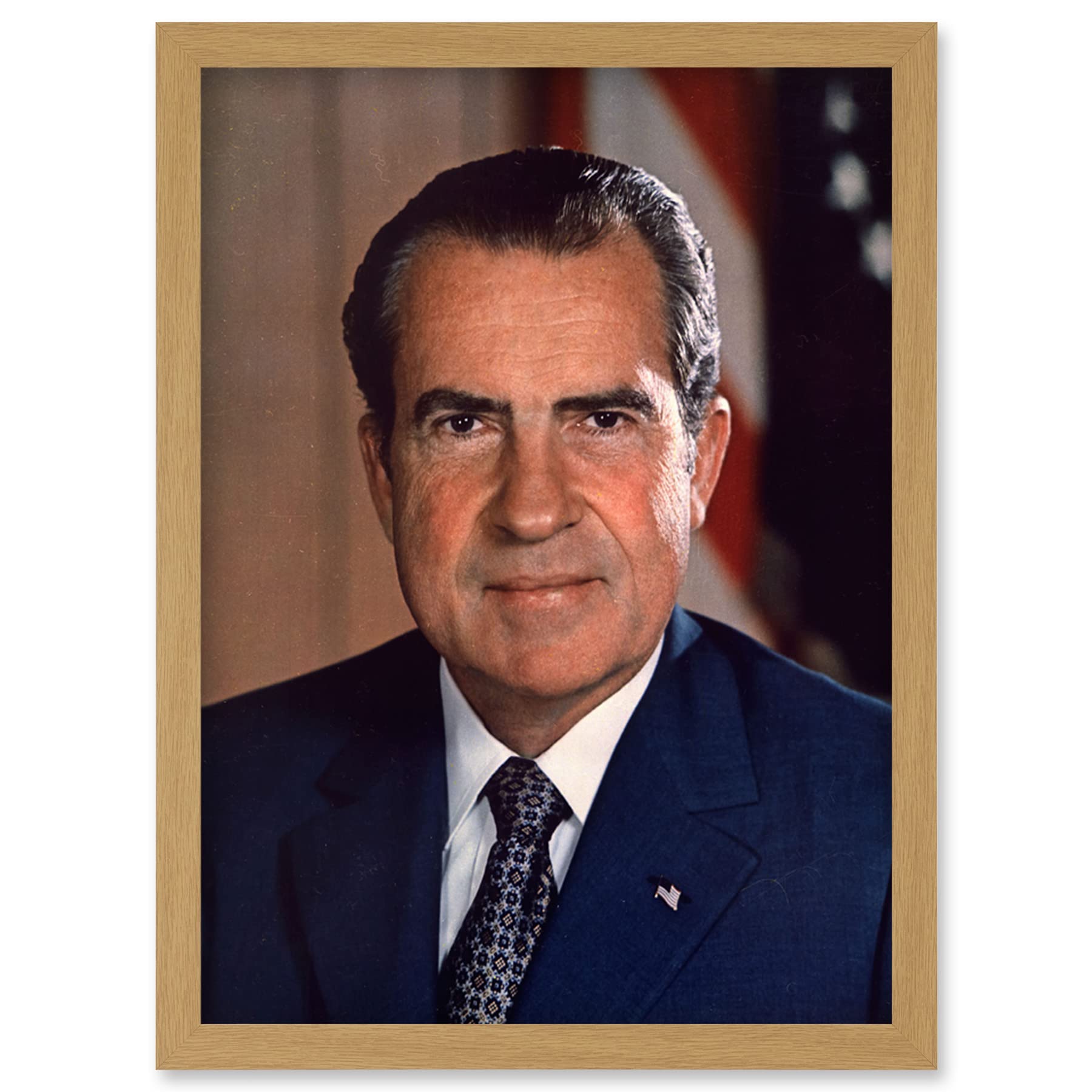 Artery8 US President Richard Nixon Portrait Photo Artwork Framed Wall Art Print A4