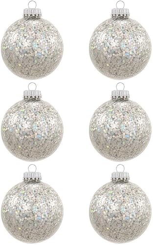 Miniatura 10 de Adornos de vidrio para árbol de Navidad, 2.638 in  2.63 pulgadas 6 piezas bolas de diseño de Christmas By Krebs sin costuras para colgar y decorar