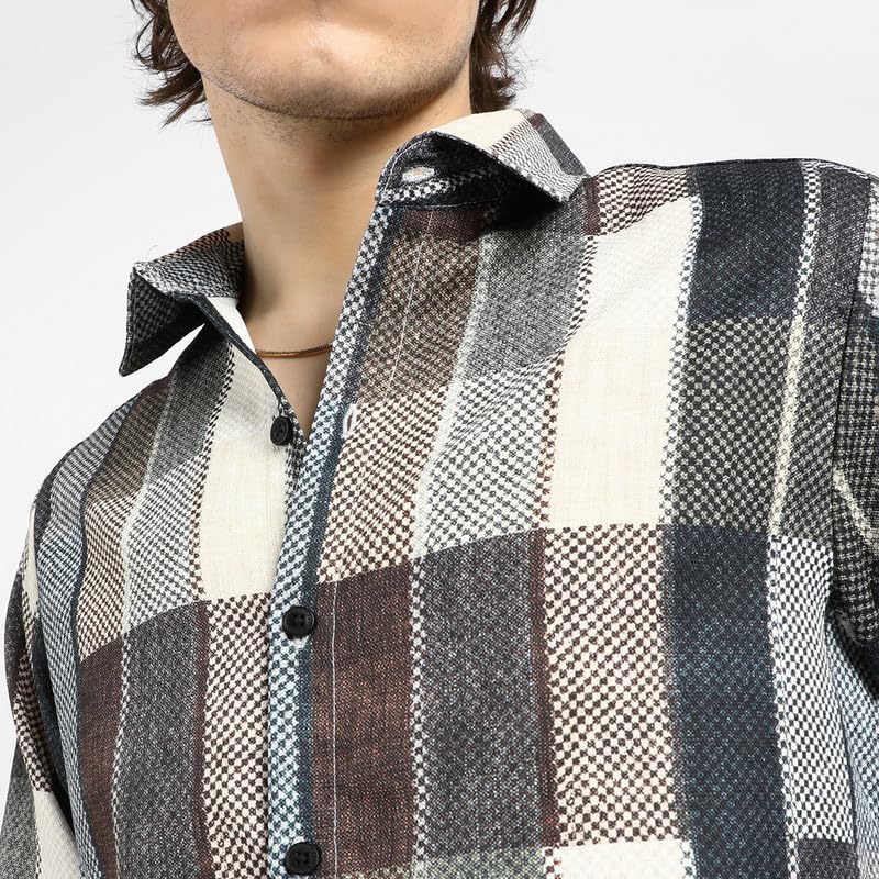 Image of CAHOOT Men's Shacket for Casual Wear | Spread Collar | Long Sleeve | Button Closure | Overshirt /Shacket Crafted with Comfort Fit for Everyday Wear
