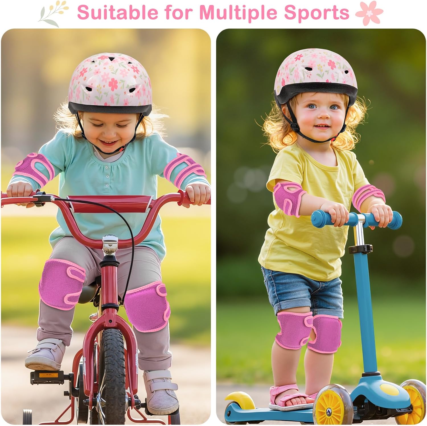 Toddler Helmet, Baby Infant Bike Helmet with Toddler Knee Pads and Elbow Pads Set for Kids 1-3 Years, Adjustable Baby Bike Helmets for Scooter Bicycle