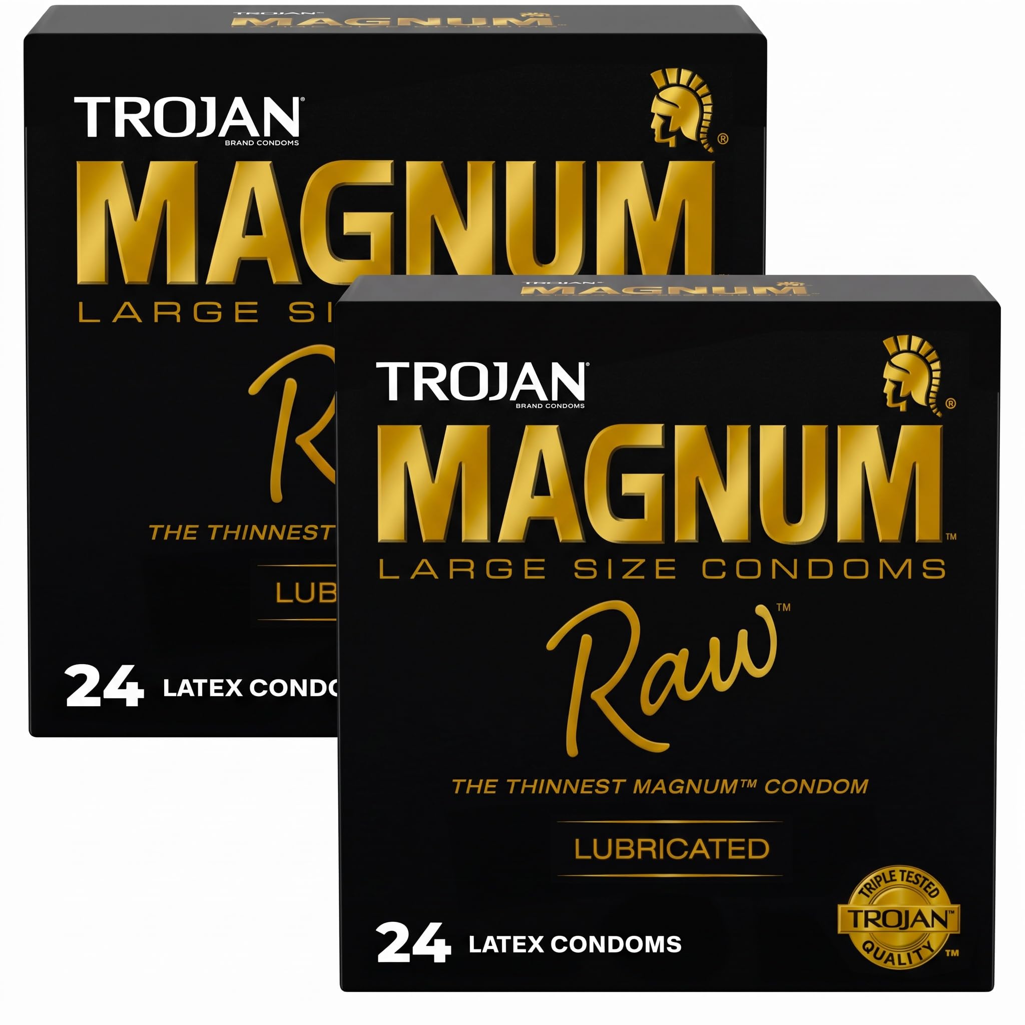 TROJAN Magnum Raw Large Size Thin Condoms, Magnum Condoms, 24 Count (Pack of 2)